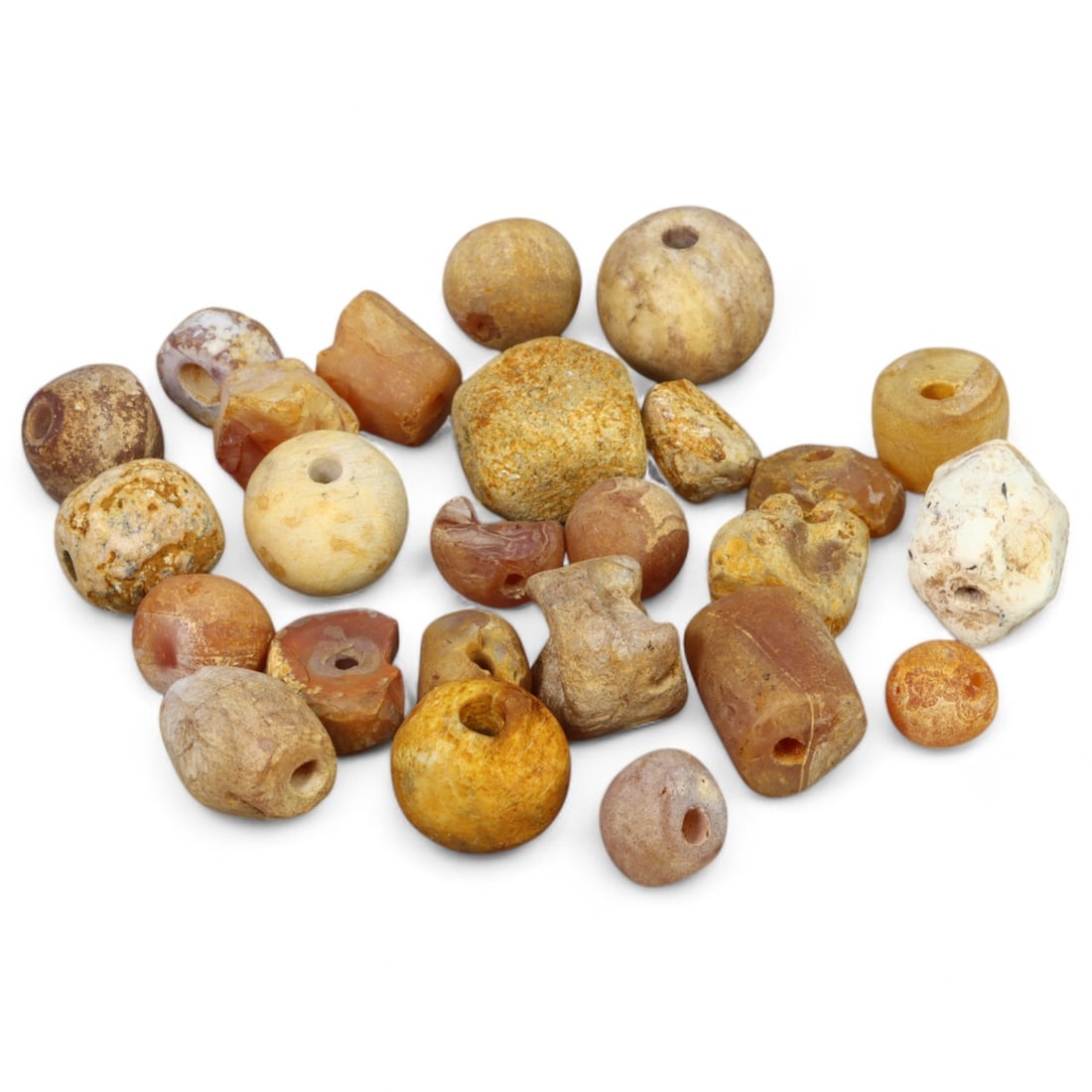 VINTAGE: Carnelian and Agate Beads with Stone Disc Pendant, (44g, 0.5-1cm) (1 of 1)