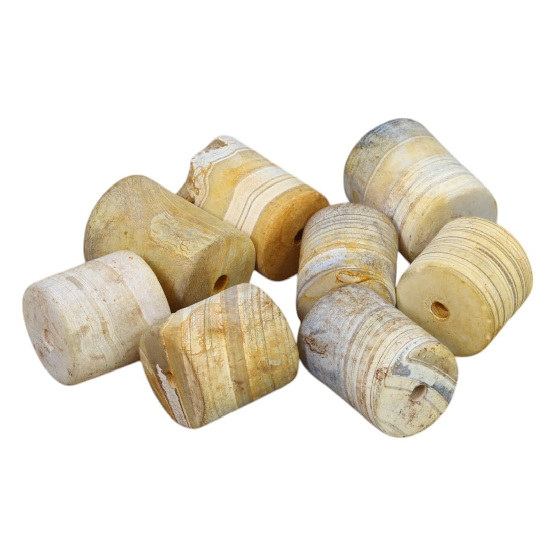 ANCIENT AGATE BEADS: Cylindrical Beads Lot, Sub-Saharan Africa (54g, 1.5-2cm, 8 pieces) (1 of 1)