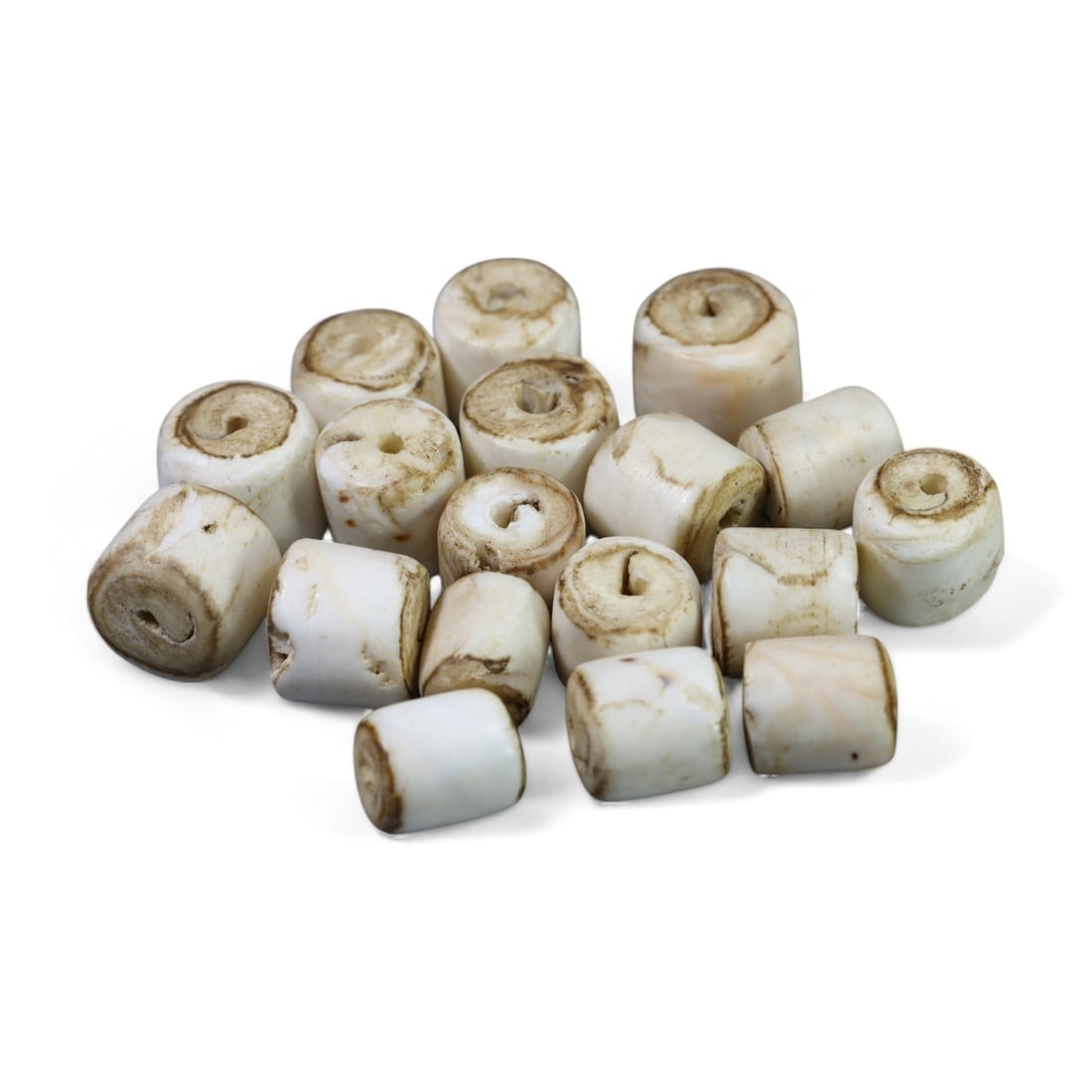 ANTIQUE TIBETAN: Lot of 18 Conch Shell Beads, Circa Late 19th-Early 20th Century (137g, 18x16mm) (1 of 1)