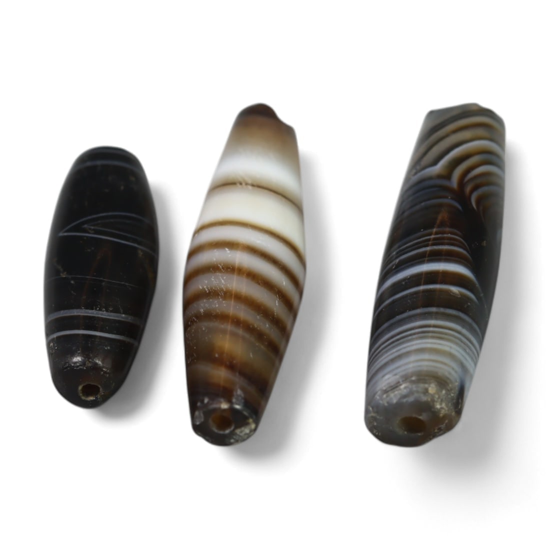 LATE MEDIEVAL TIBETAN: Dzi Beads, Circa 14th-17th Century CE (8g, 30x18mm, 3pcs) (1 of 1)