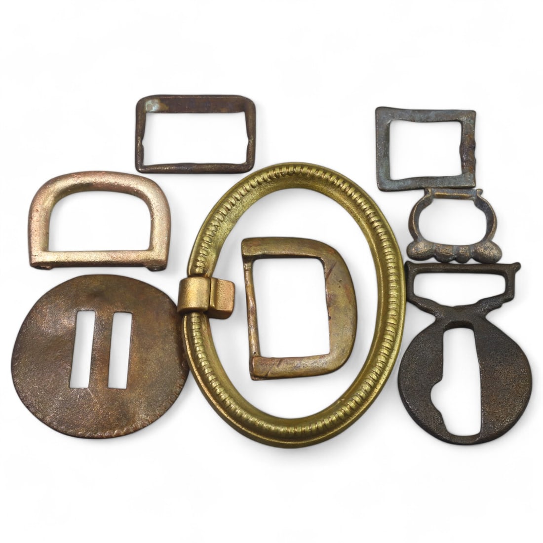 MEDIEVAL BRONZE BELT BUCKLES: Set of Six, Europe (63g, 2-6.5cm) (1 of 1)