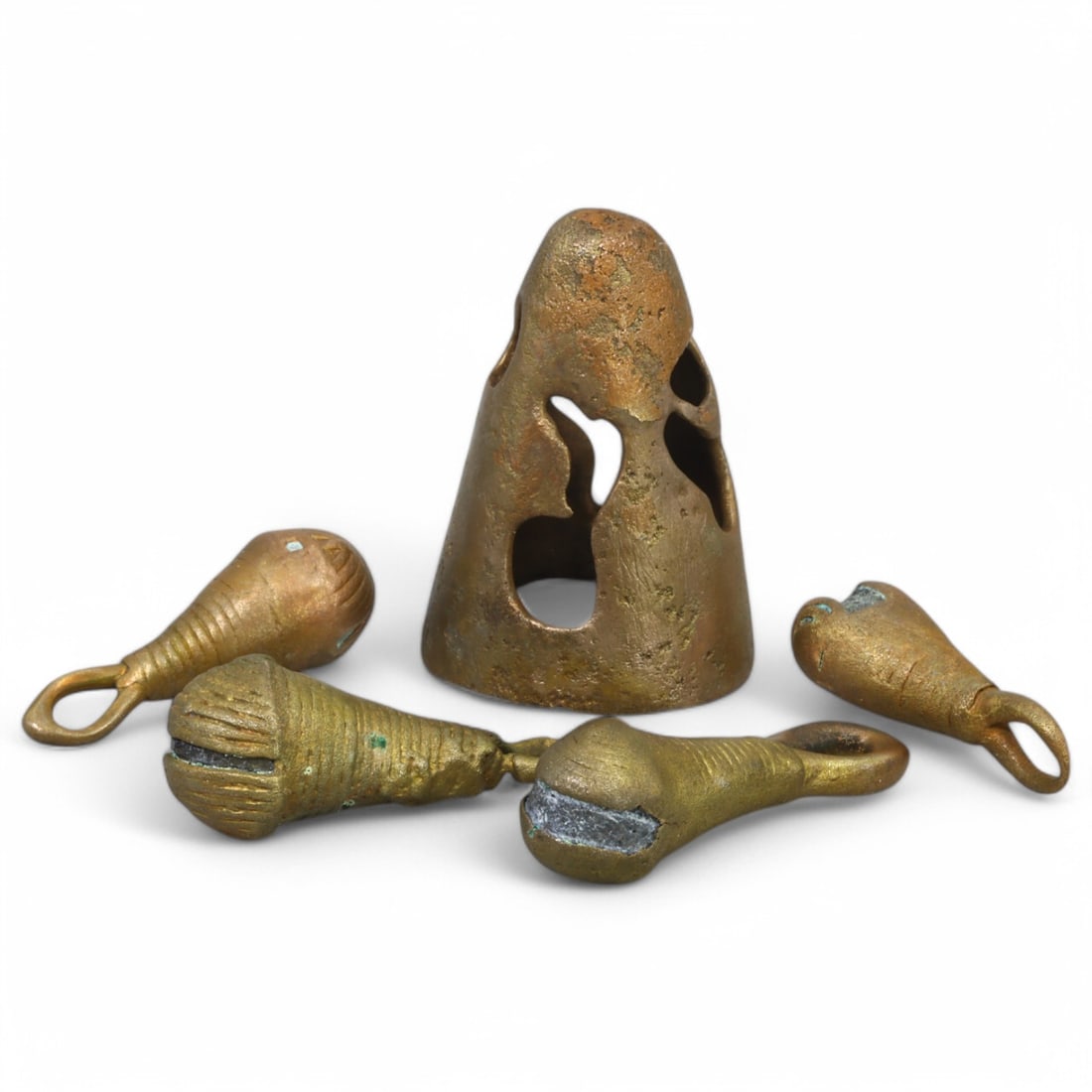 AFRICAN TRIBAL PROTO-MONEY BELLS: Bronze Currency and Ornament Set (36g, 3-3.5cm, 5 Pieces) (1 of 1)