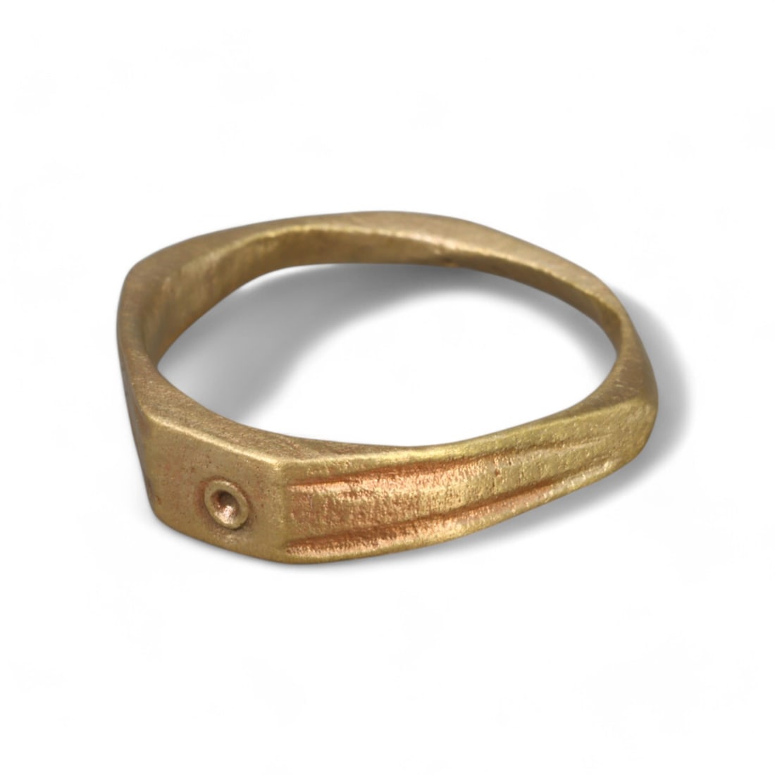 LATE MEDIEVAL ERA: Bronze "Dotted Panel Bezel" Ring, 14th-16th Century CE (4 US, 1.5g) (1 of 2)