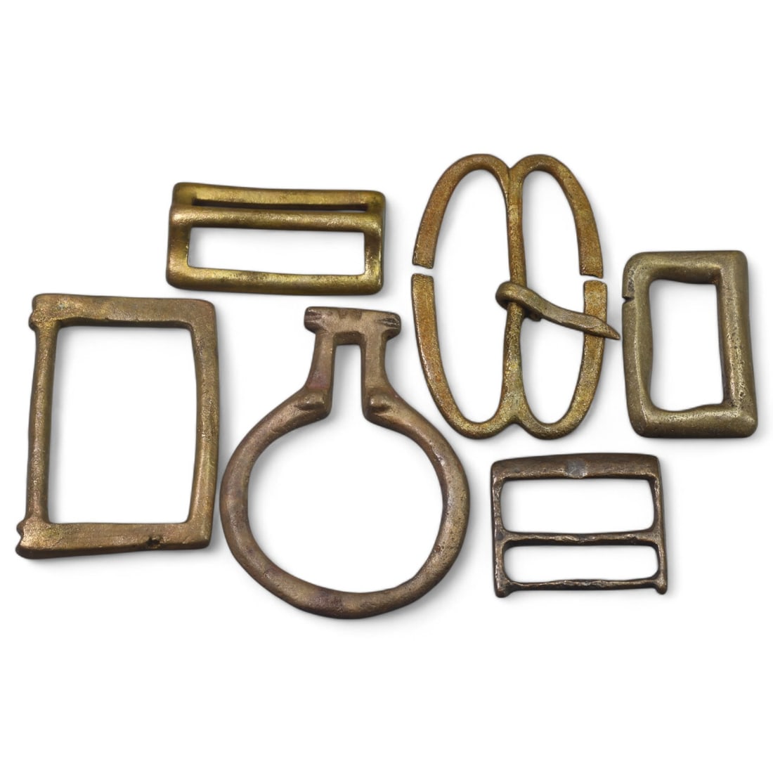 MEDIEVAL BRONZE BELT BUCKLES: Set of Six, Europe (60g, 2.5-5cm) (1 of 1)