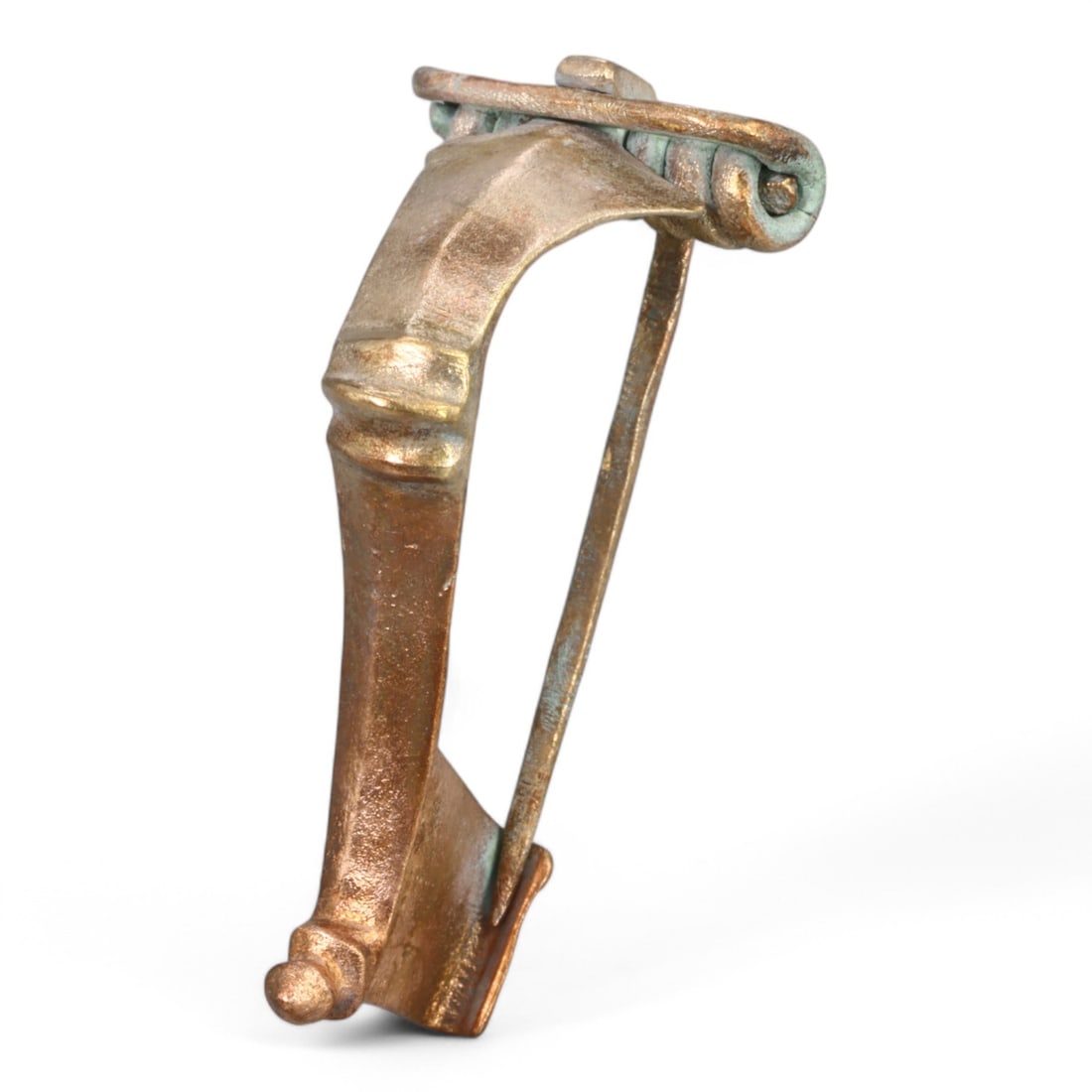 WELL-PRESERVED ROMAN BRONZE FIBULA: Arched Bow with Coiled Mechanism (9g, 4cm) (1 of 2)