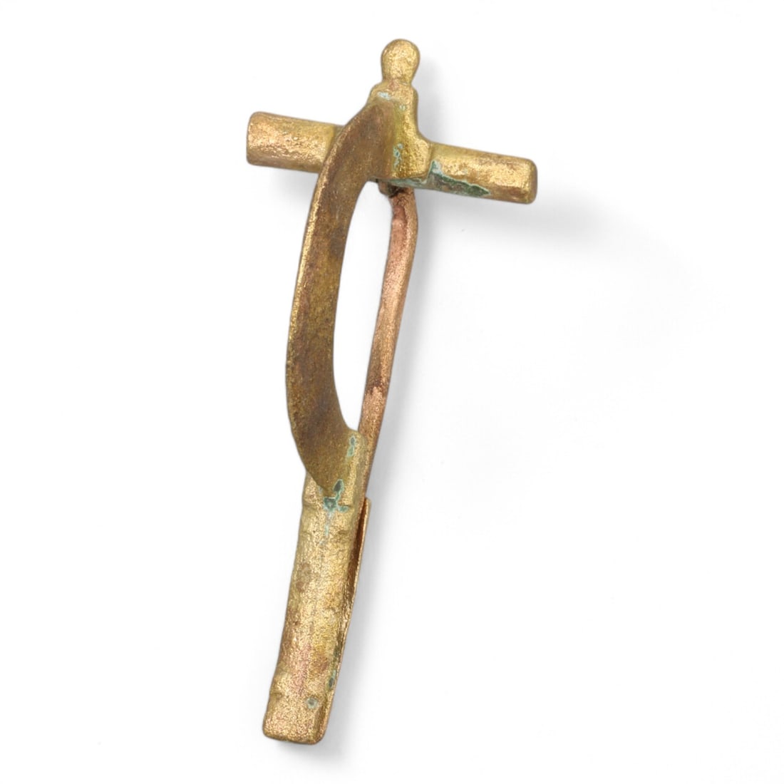 ROMAN GOLD-GILT BRONZE FIBULA: Crescent Design with Pin Mechanism (14g, 6cm) (1 of 2)