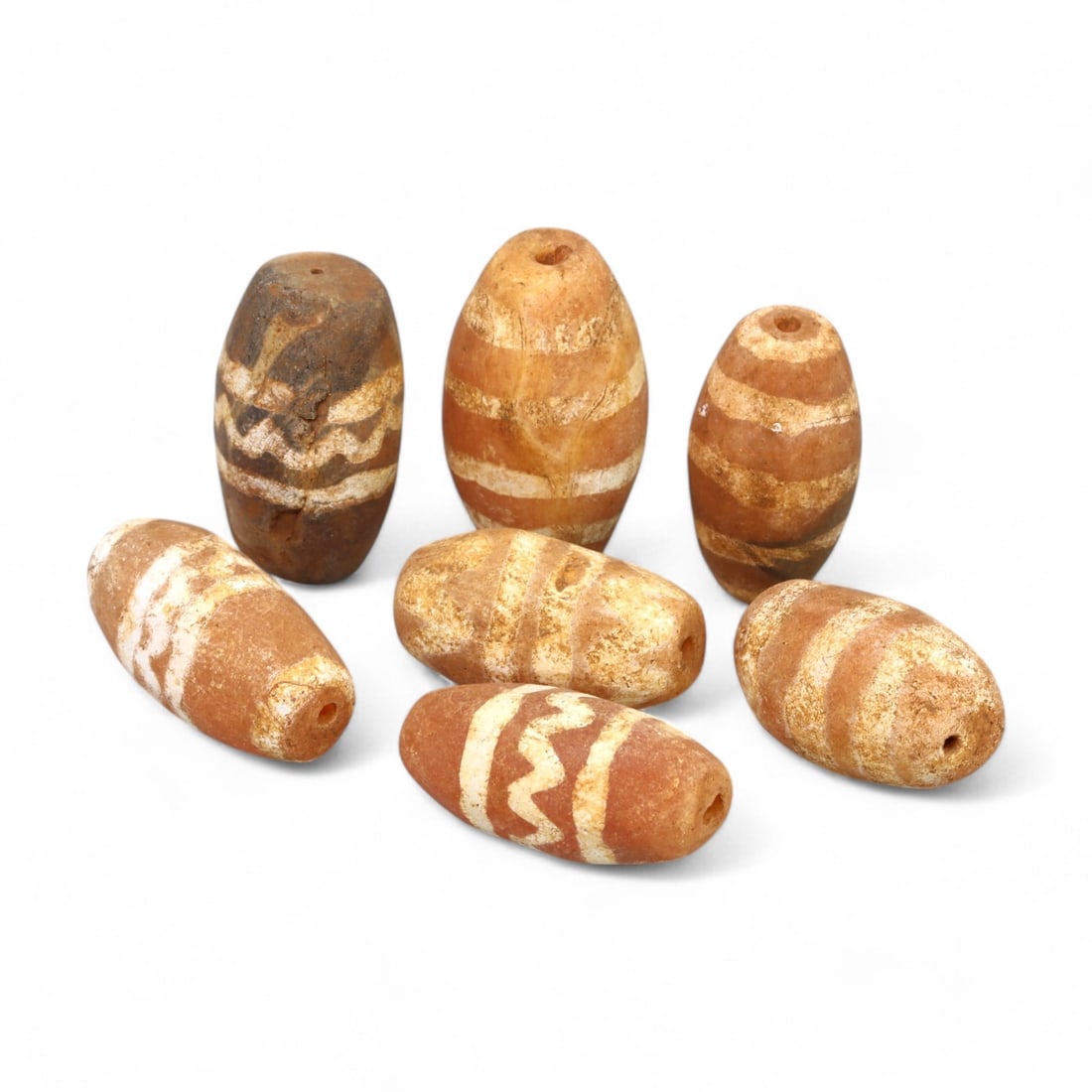 TIBETAN CULTURE: Antique Etched Carnelian Mala Beads (18g, 14-20mm) (1 of 1)