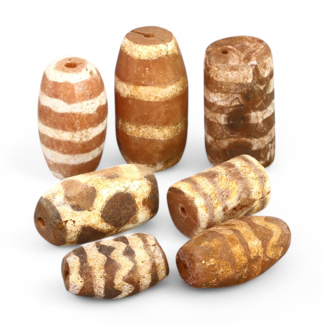 TIBETAN CULTURE: Antique Etched Carnelian Mala Beads (15g, 12-20mm) (1 of 1)