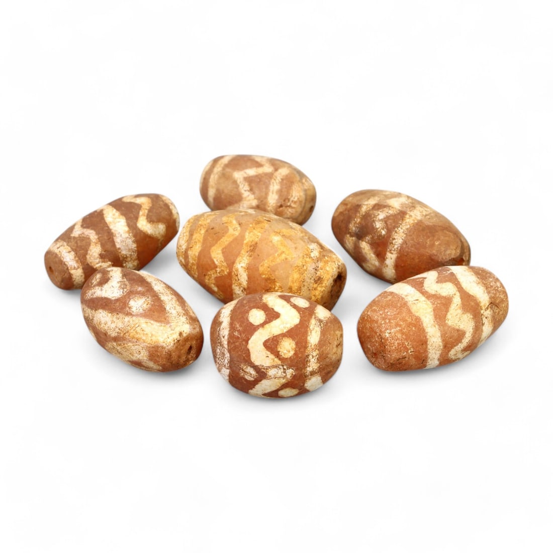 TIBETAN CULTURE: Antique Etched Carnelian Mala Beads (15g, 12-17mm) (1 of 1)