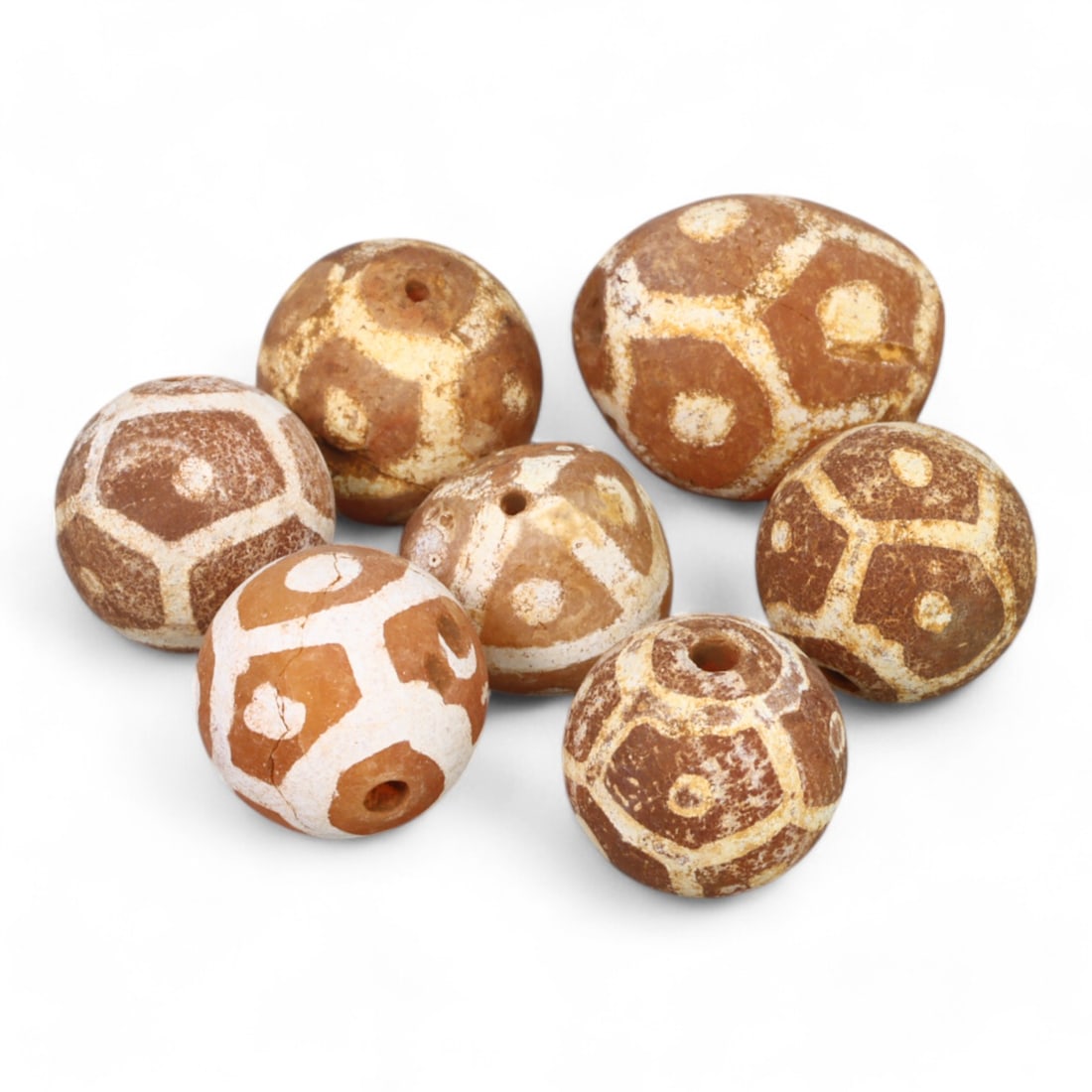 TIBETAN CULTURE: Antique Etched Carnelian Mala Beads (11g, 10-12mm) (1 of 1)