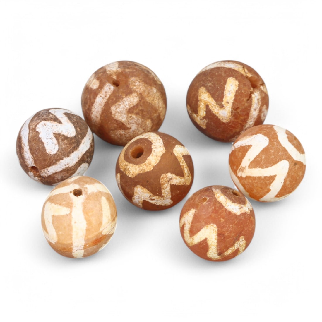 TIBETAN CULTURE: Antique Etched Carnelian Mala Beads (11g, 10-12mm) (1 of 1)