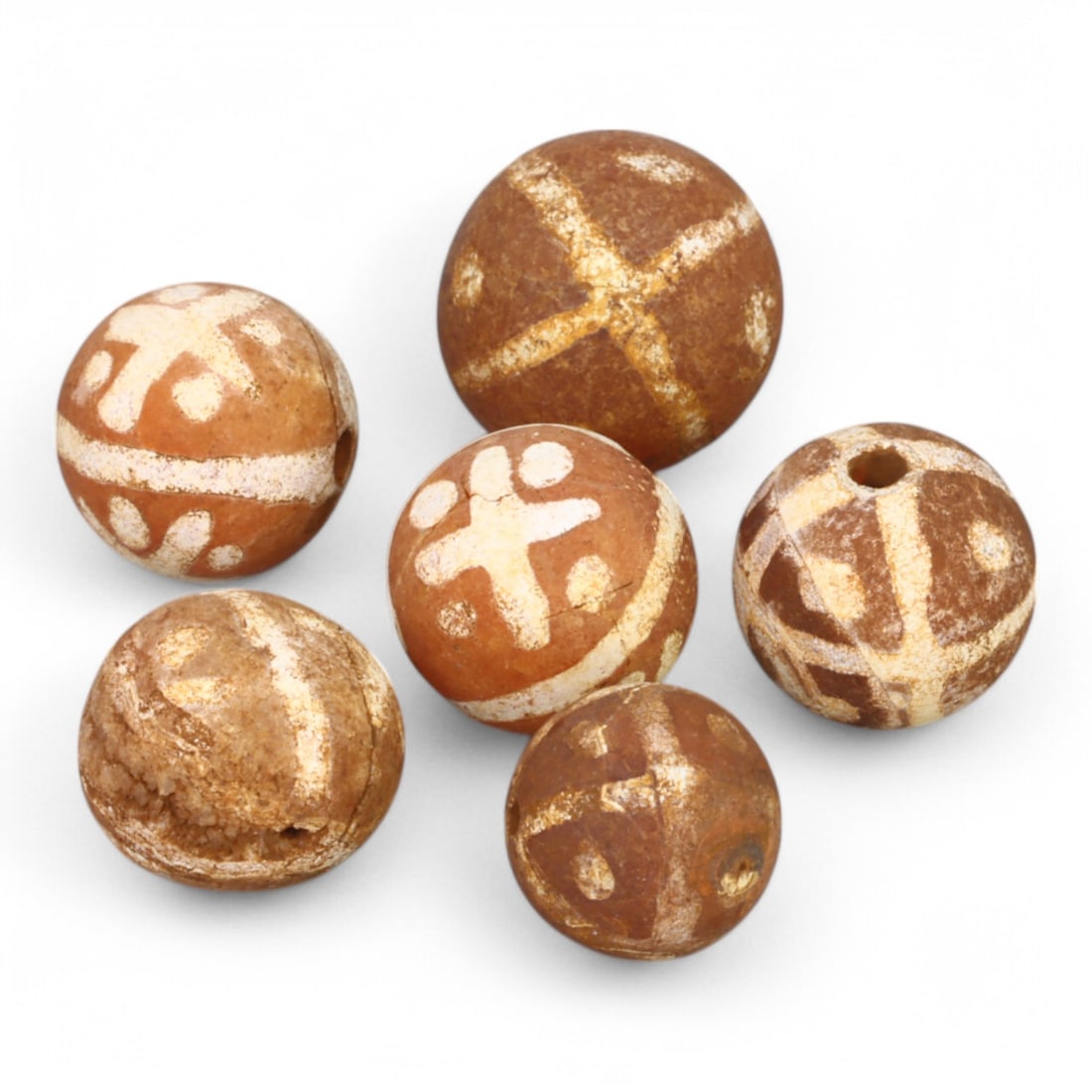 TIBETAN CULTURE: Antique Etched Carnelian Mala Beads (9g, 10-12mm) (1 of 1)