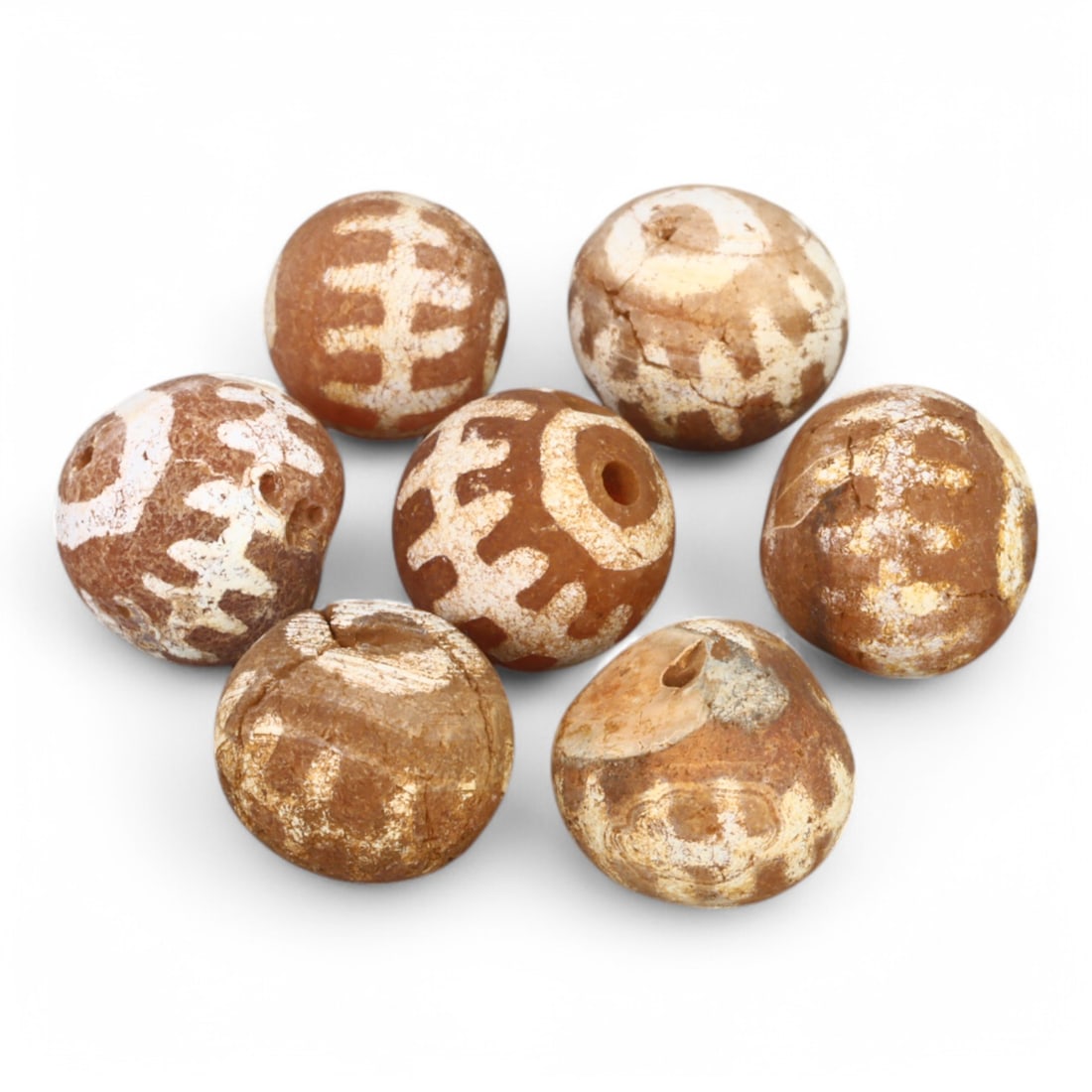 TIBETAN CULTURE: Antique Etched Carnelian Mala Beads (11g, 10-12mm) (1 of 1)