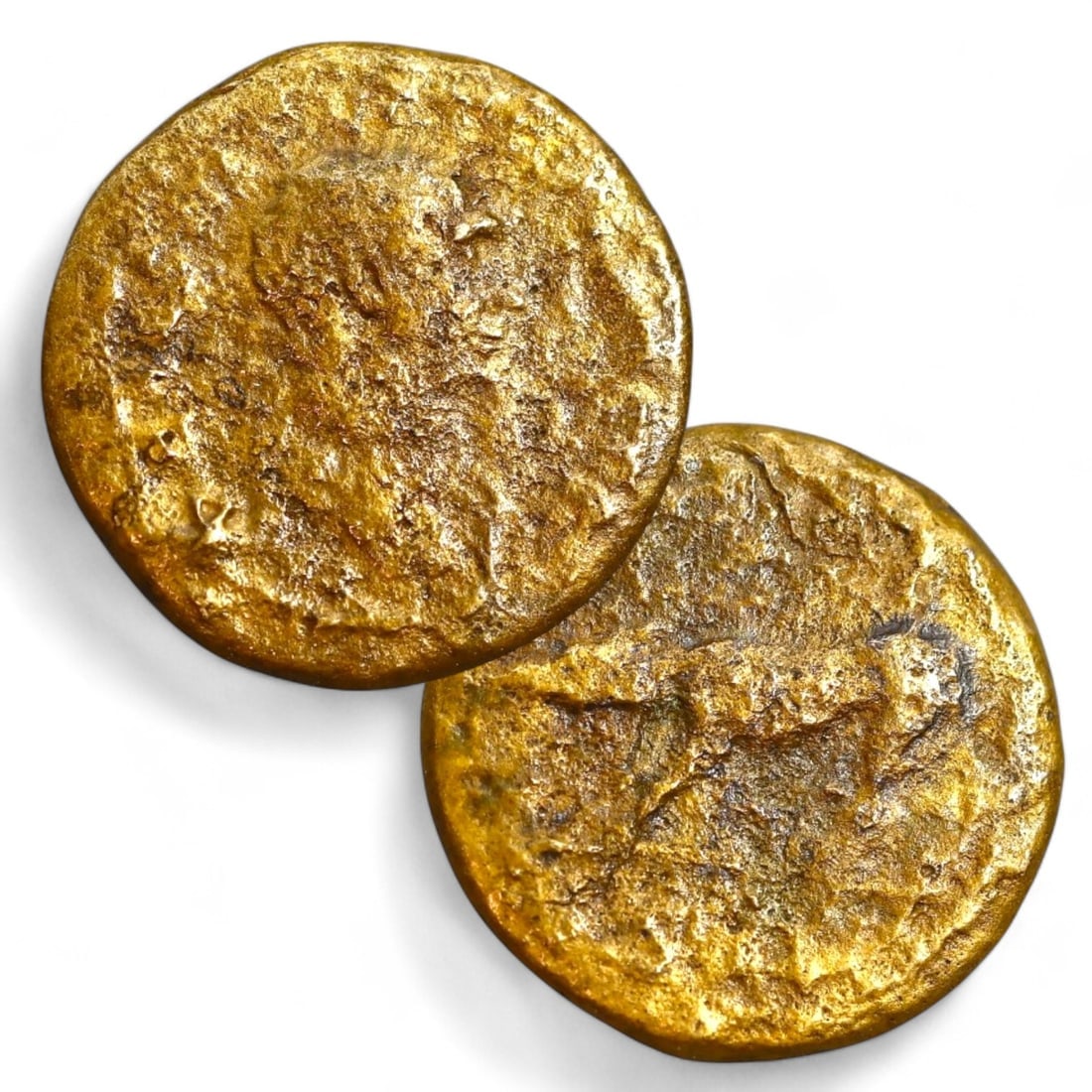 ROMAN PROVINCIAL: Bronze Coin with Imperial Portrait and Wolf Reverse (3g, AE16): This Roman Provincial bronze coin, weighing 3g and measuring 16mm, features an obverse portrait of an imperial figure, symbolizing authority and divine connection. The reverse depicts an animal, possi