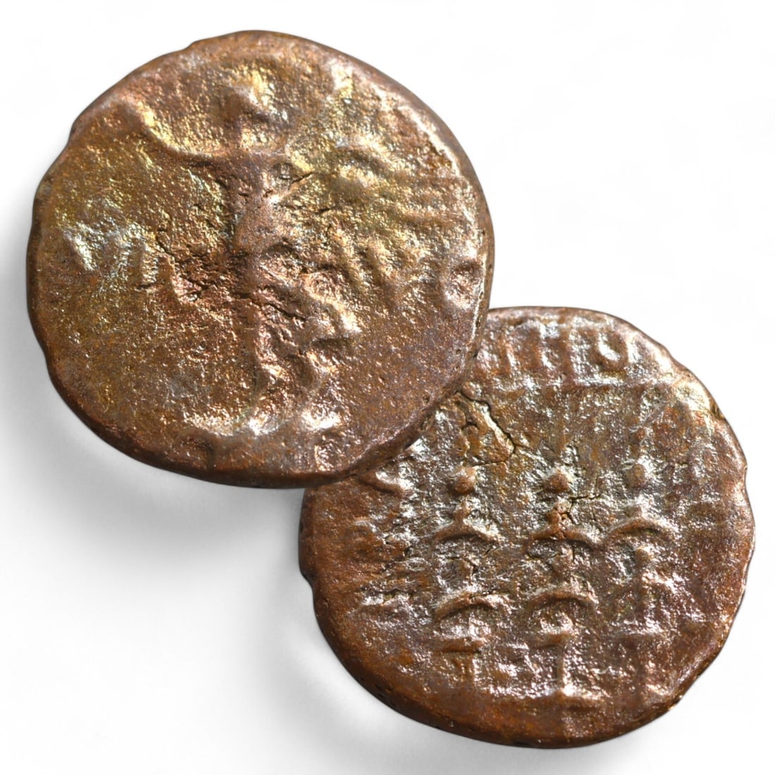 ROMAN PROVINCIAL: Bronze Semis of Augustus Issued in Philippi, Macedonia (3.5g, 18mm): This bronze semis, minted in the Roman province of Macedonia during the reign of Emperor Augustus, features imagery reflecting both imperial authority and local tradition. The obverse likely depicts a