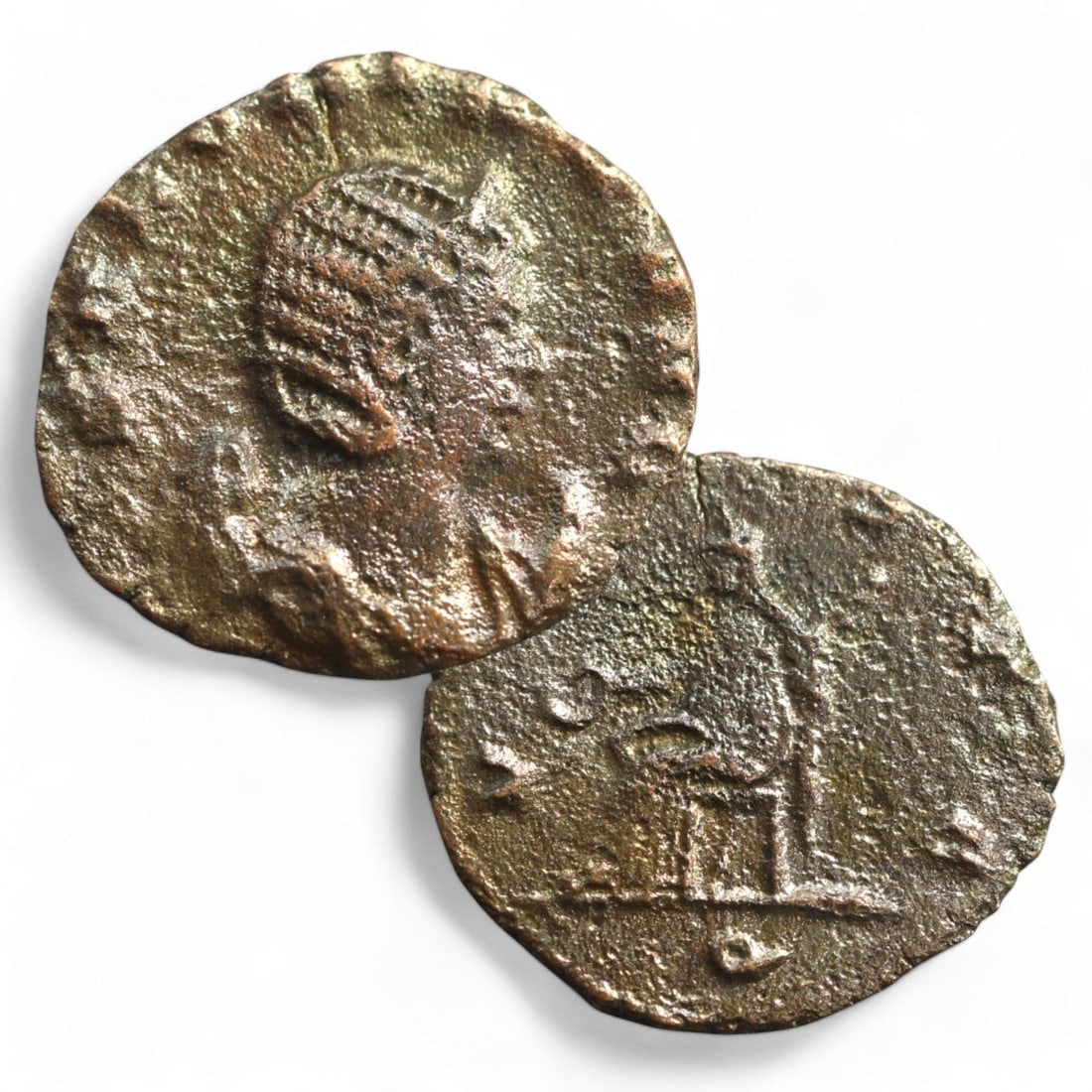 ROMAN EMPIRE: AE Antoninianus of Julia Domna (1.73g, 19mm): This bronze antoninianus features the bust of Julia Domna, the influential wife of Emperor Septimius Severus and mother of Caracalla. The obverse portrays her draped bust with a radiate crown, symboli