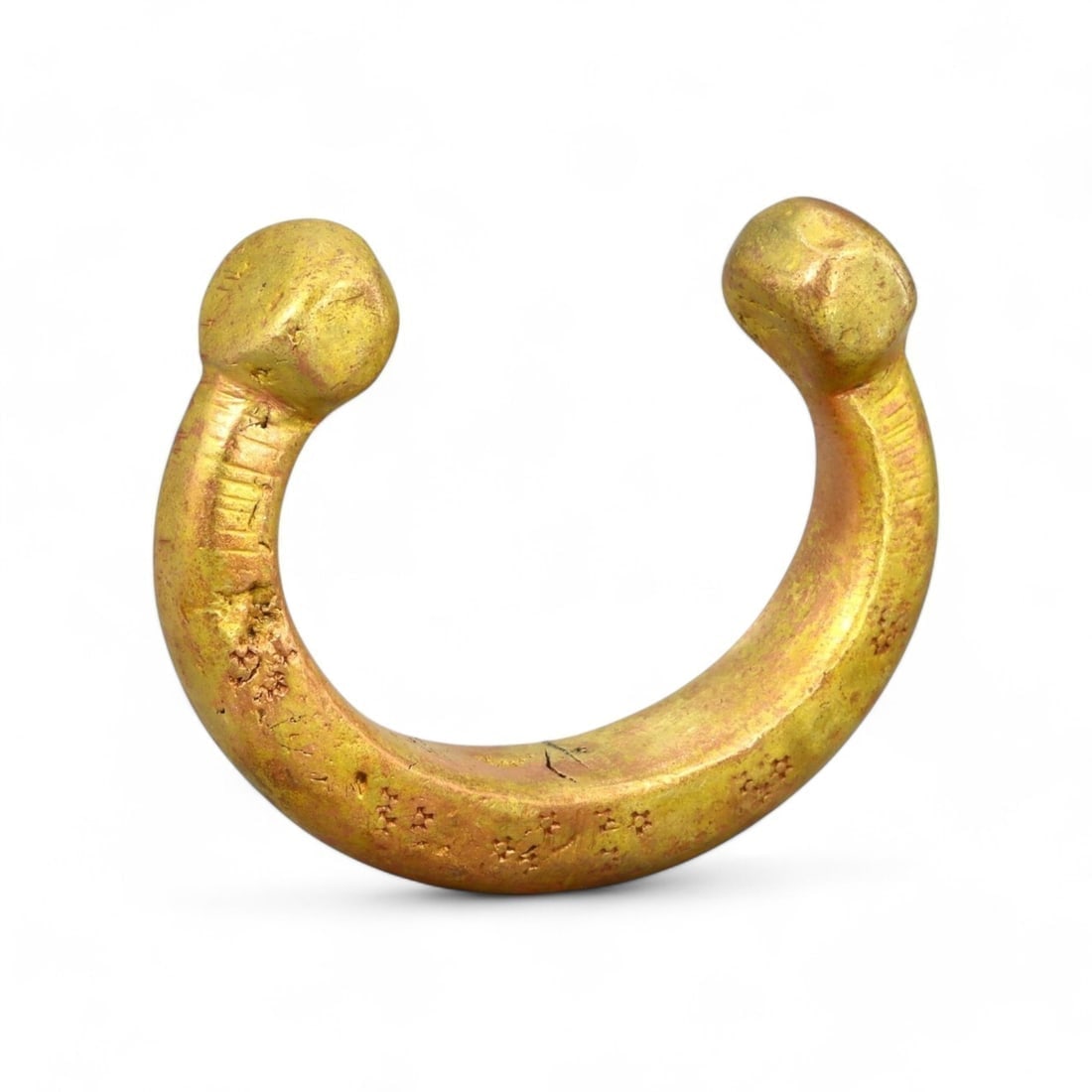 AFRICAN MANILLA, GOLD-GILT BRONZE, WEST AFRICA, 19TH CENTURY (178g, 1.8x6cm) (1 of 3)