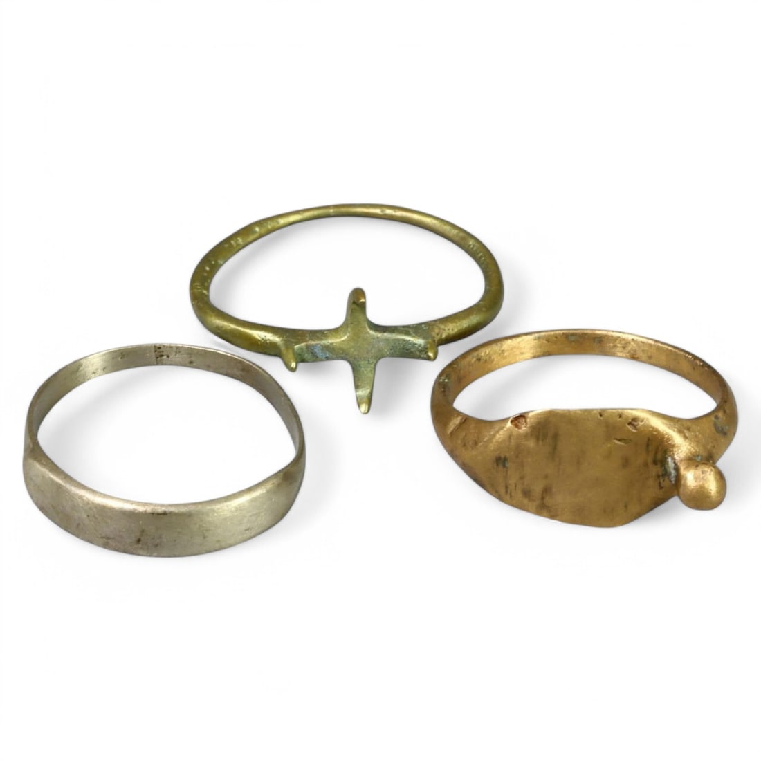 LOT OF 3: Crusader to Late Medieval Bronze Rings, Circa 12th-15th Century CE (Sizes 7-8 US, 4g) (1 of 1)