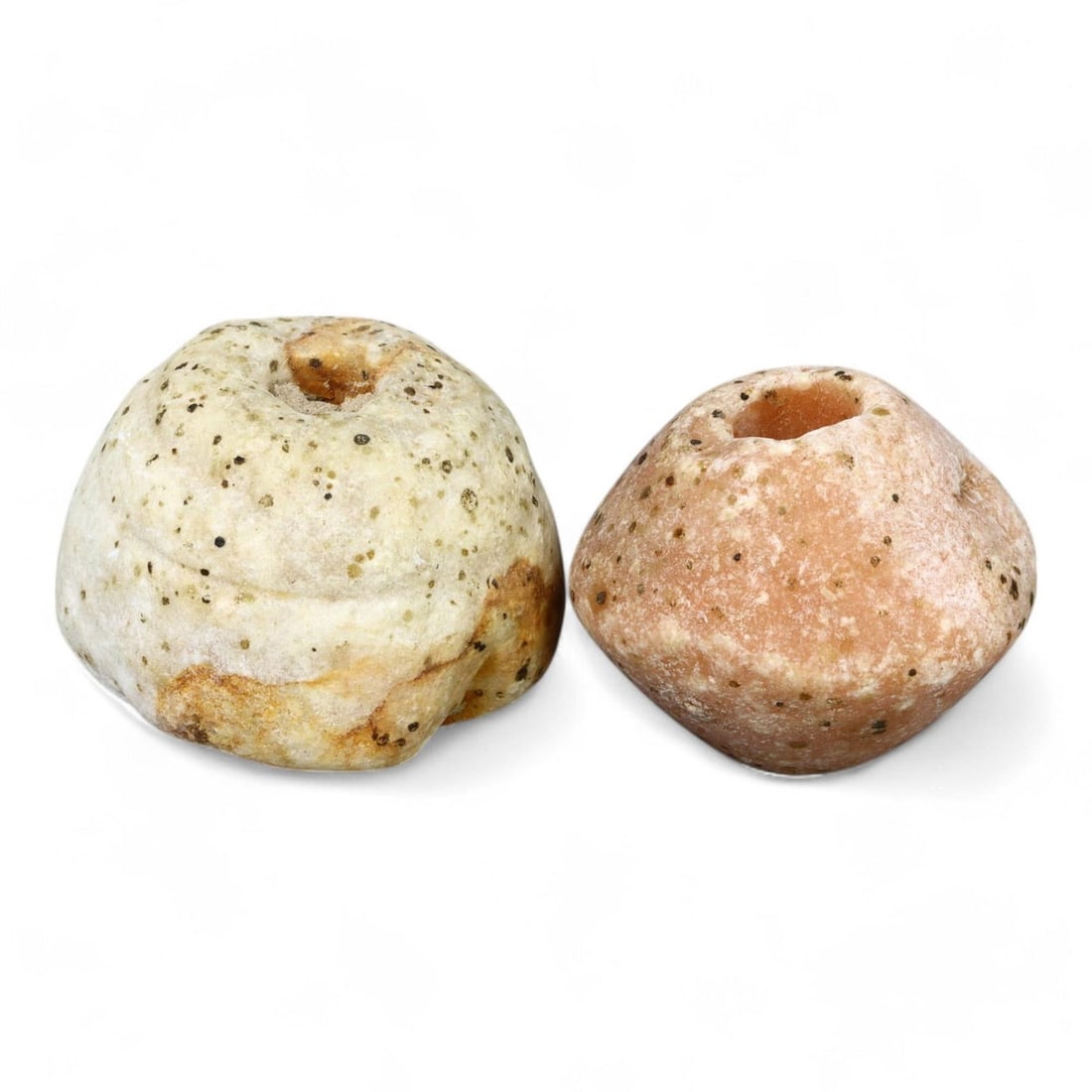 ANCIENT: Pair of Stone Spindle Whorls, Likely Early Iron Age (2.5-3 cm, 44g Total) (1 of 2)