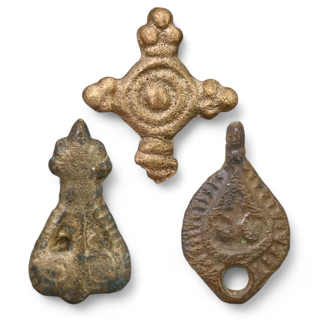 MEDIEVAL CRUSADER ERA: Set of Three Bronze Decorative Mounts (8g total, 2-2.7cm) (1 of 5)