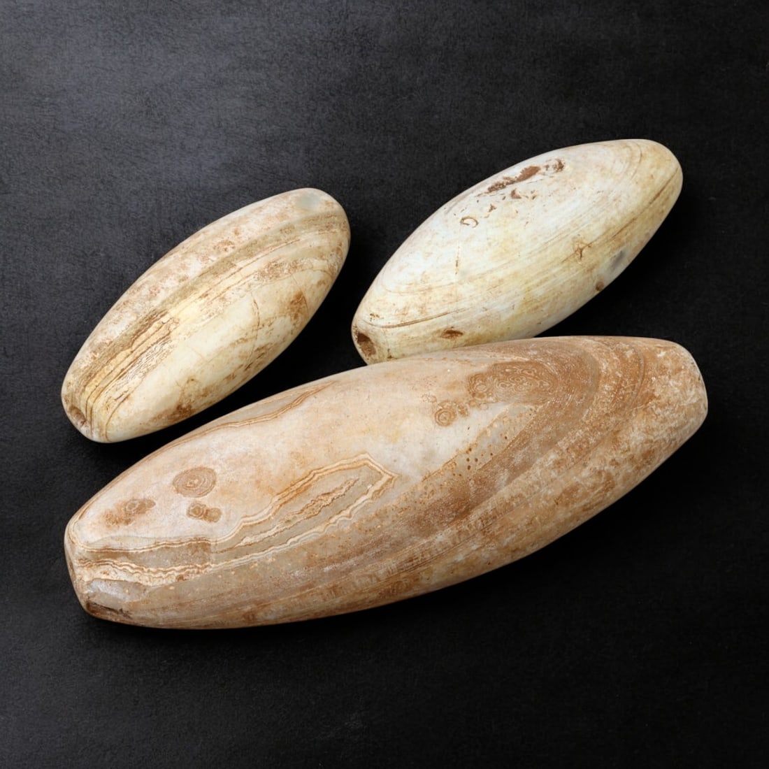 AFRICAN: Large Ancient Banded Agate Spindle Beads, (216g, 5-9cm) (1 of 1)