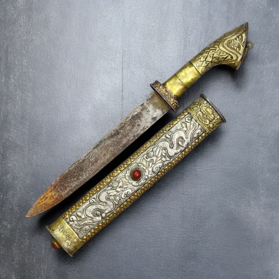 Indo-Persian Ceremonial Dagger with Ornate Sheath, 18th-19th Century CE (456g, 40cm) (1 of 5)