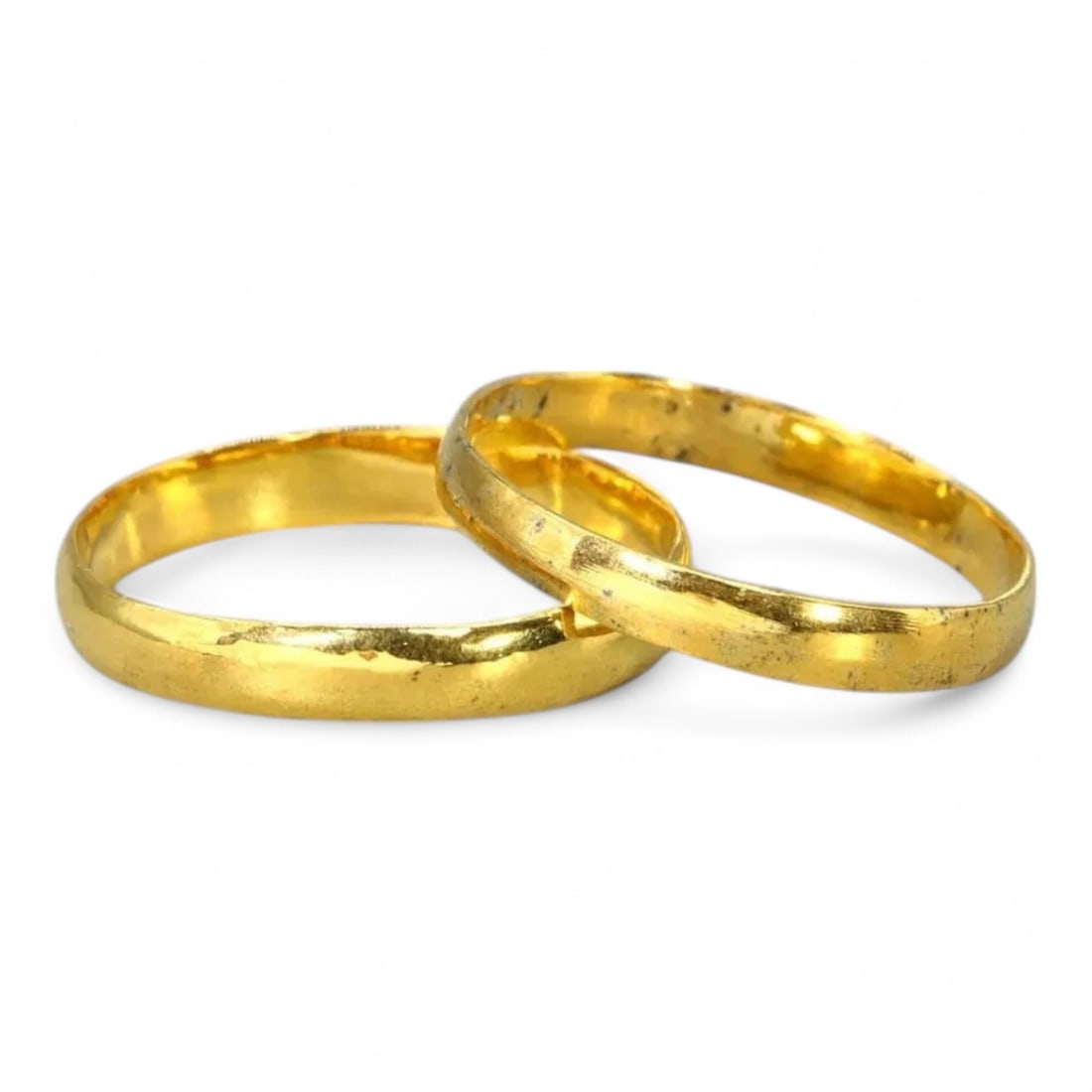 VIKING ERA: Pair of Bronze Rings with 24K Gold Gilt, 9th-11th Century CE (6g, Sizes 8-9) (1 of 1)