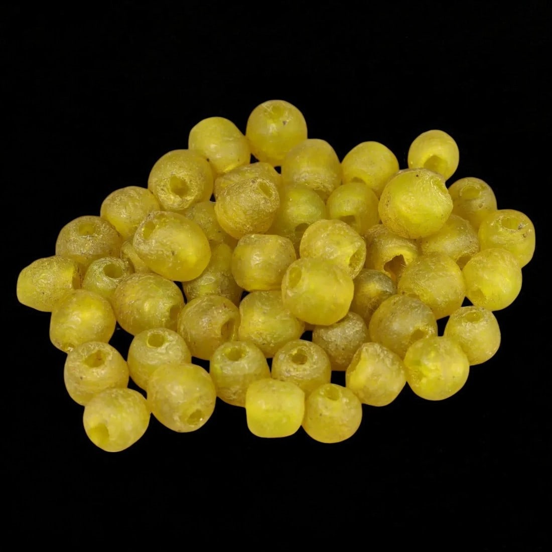 AFRICAN TRADE BEADS: Monochrome Yellow Glass Beads, 19th-20th Century (Lot of 49g, 10mm Each) (1 of 1)