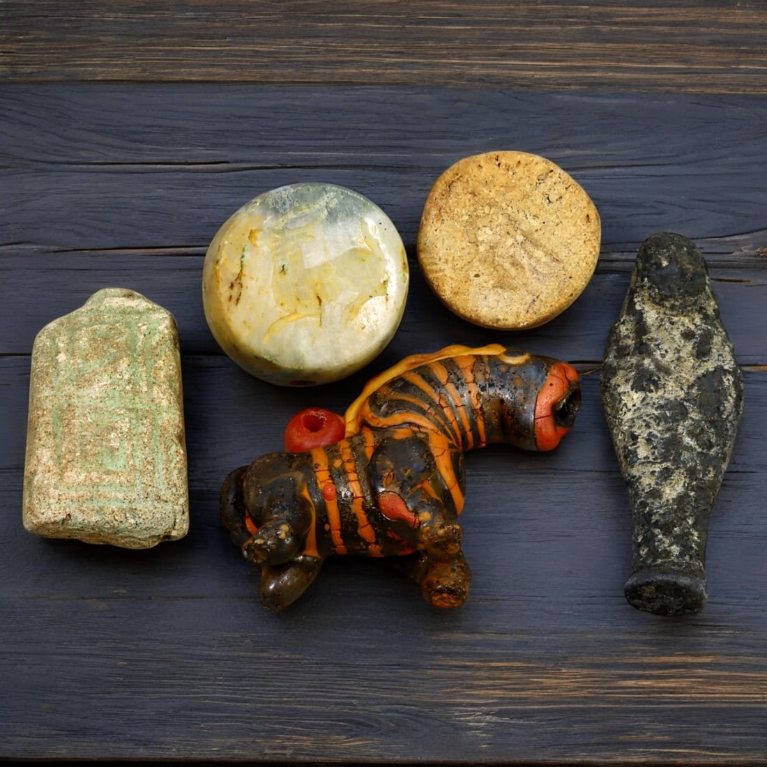 ASSORTED ARTIFACTS LOT: Stone, Ceramic, and Metal Objects (137g, 3-6 cm Each) (1 of 1)