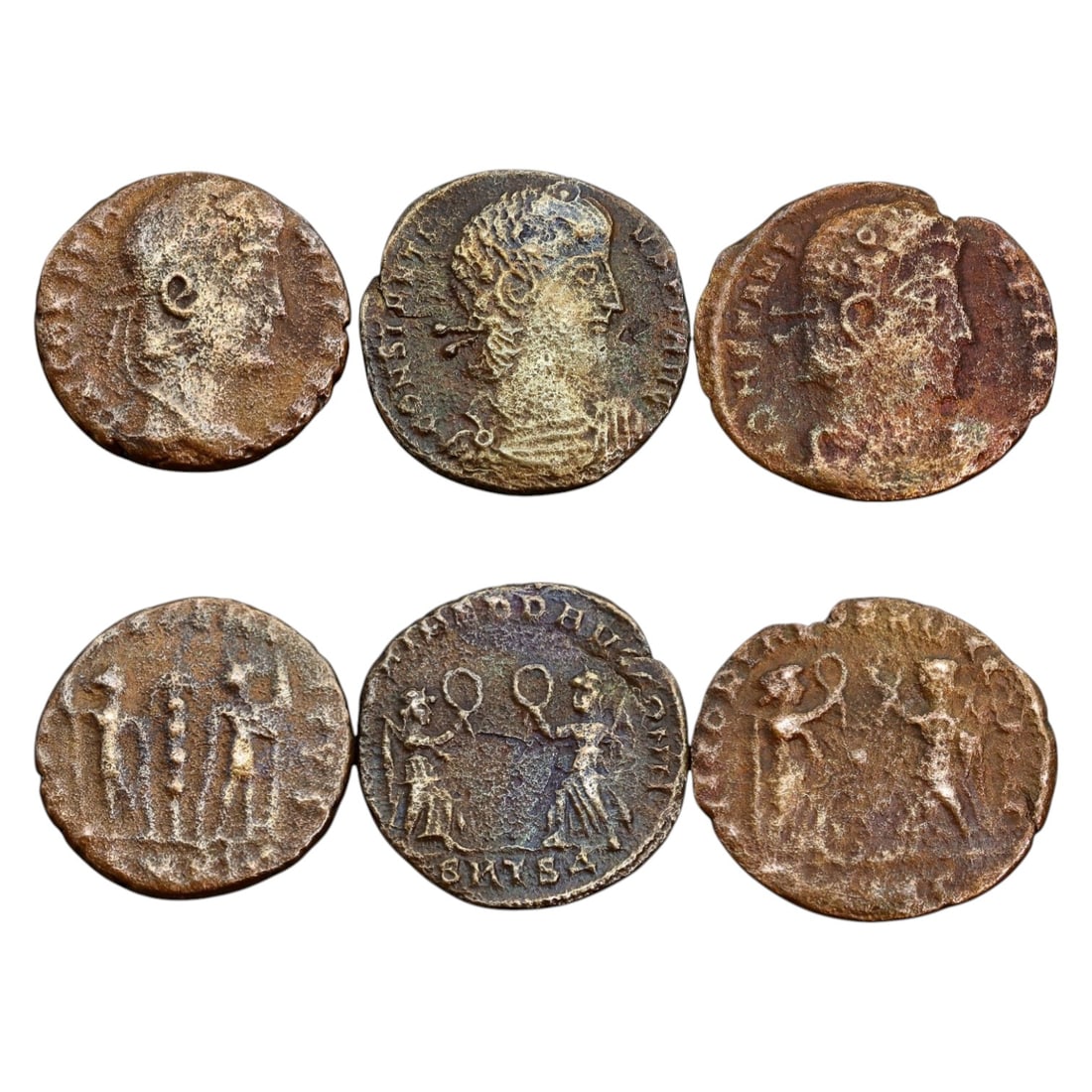 CONSTANTINE ERA: Lot of 3 Bronze Coins, 13-15mm, 4.6g Total (1 of 3)