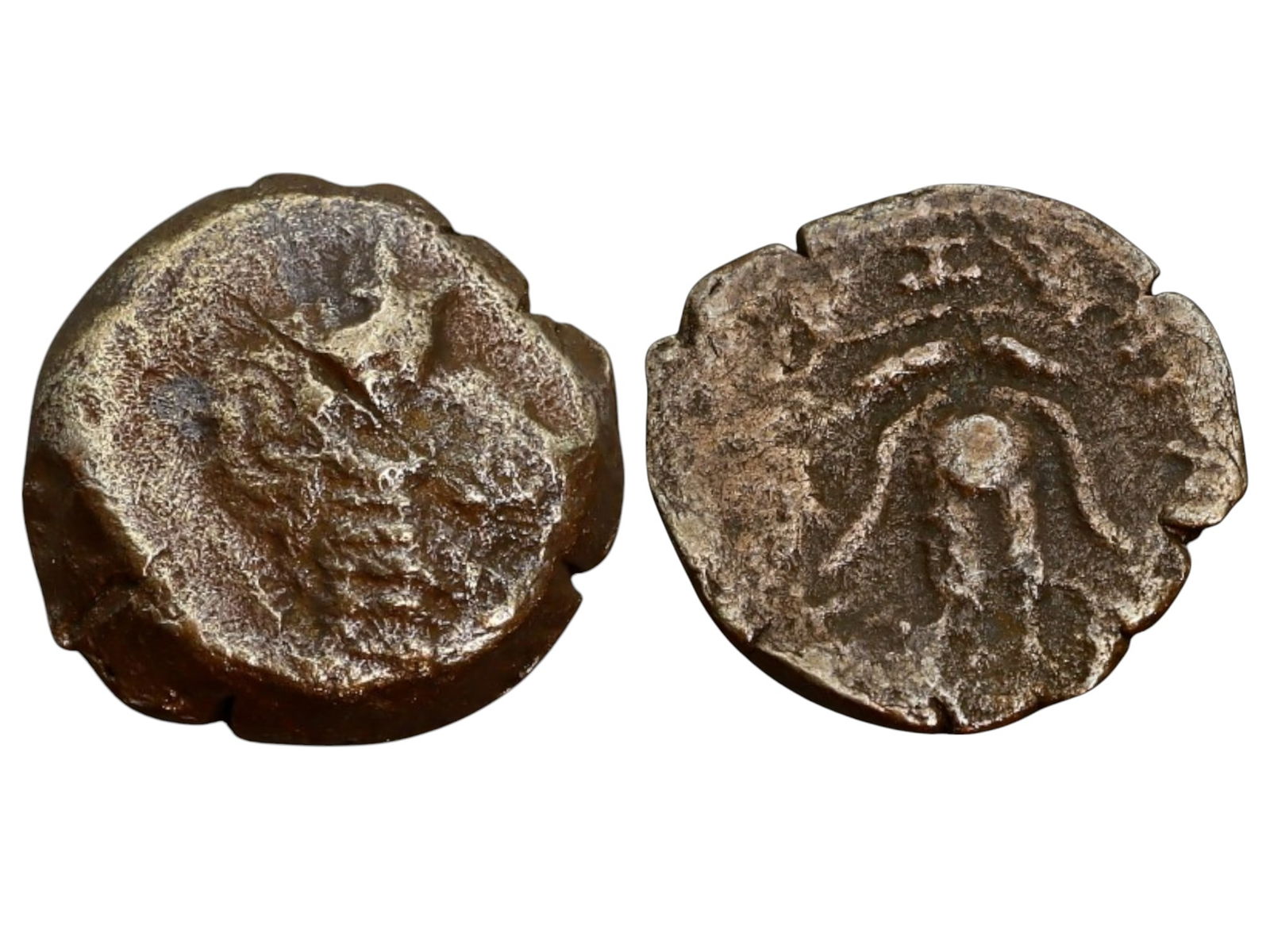 MACEDONIAN KINGDOM: Bronze Shield and Helmet Type Coin, 14mm, 2.6g (1 of 3)