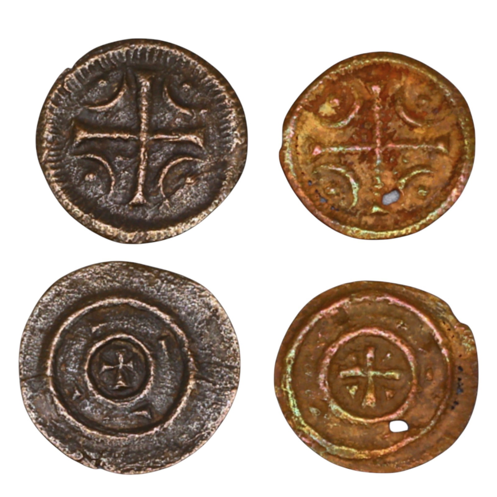 KINGDOM OF HUNGARY: Bela II "The Blind," Silver Denar, 1131-1141: This silver denar, minted during the reign of Bela II of Hungary (1131-1141), features a cross with decorative elements on the obverse and a circular border enclosing a small cross on the reverse. The