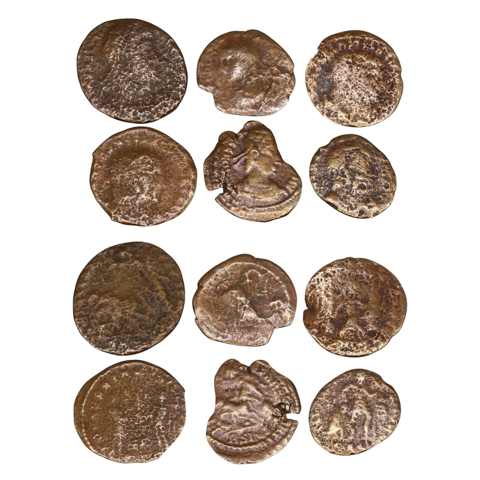 LOT OF 6 ANCIENT ROMAN IMPERIAL BRONZE COINS, 14-19mm, 14g (1 of 3)