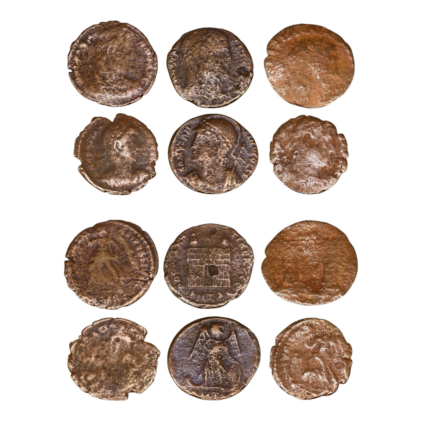 LOT OF 6 ANCIENT ROMAN IMPERIAL BRONZE COINS, 16-18mm, 10.6g (1 of 3)