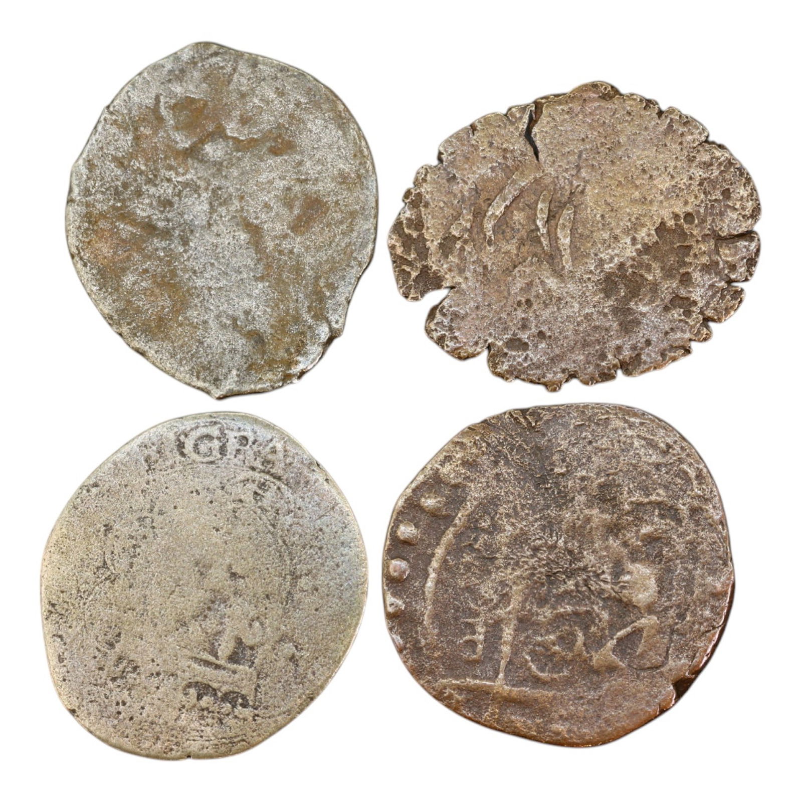 LOT OF 4 HISTORICAL COINS: 2 Medieval European Silver & 2 Islamic Bronze, 20-23mm, 10.9g (1 of 2)