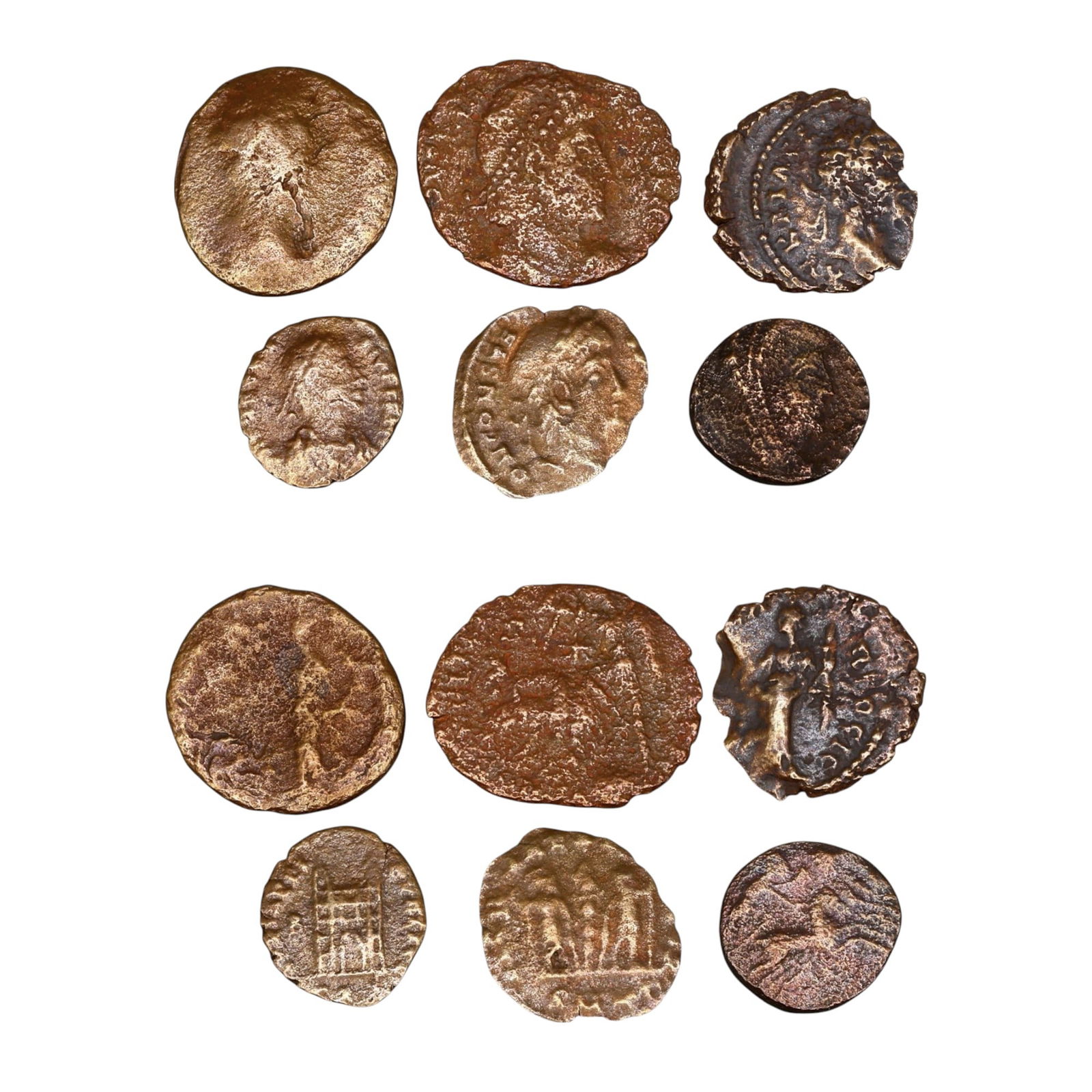 LOT OF 6 ANCIENT ROMAN IMPERIAL BRONZE COINS, 12-16mm, 11.3g (1 of 3)