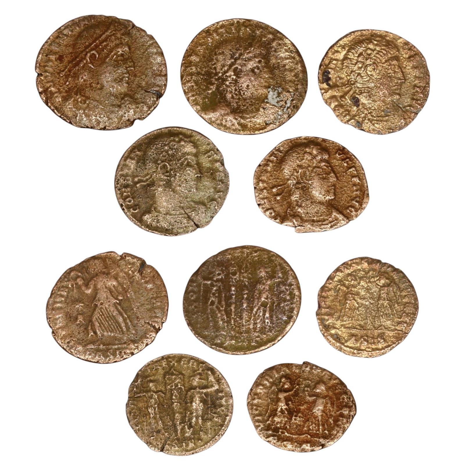 LOT OF 5 ANCIENT ROMAN IMPERIAL BRONZE COINS, 16-18mm, 8g (1 of 3)