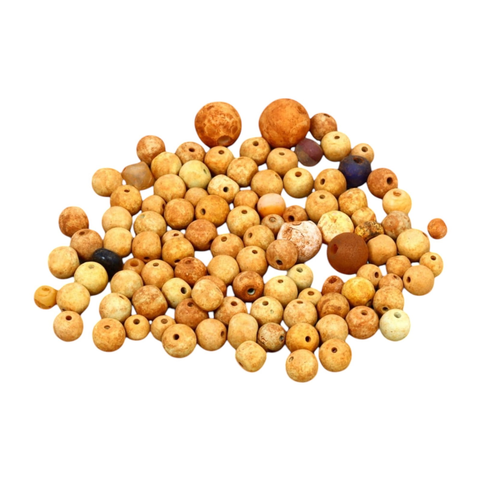 OLD CARNELIAN BEADS: Lot of Polished Carnelian Beads (12g, 5-7mm): This lot of old carnelian beads features smooth, polished spheres ranging from 5 to 7mm in size, with a total weight of 12g. The beads exhibit warm, earthy hues of orange, amber, and honey tones, char