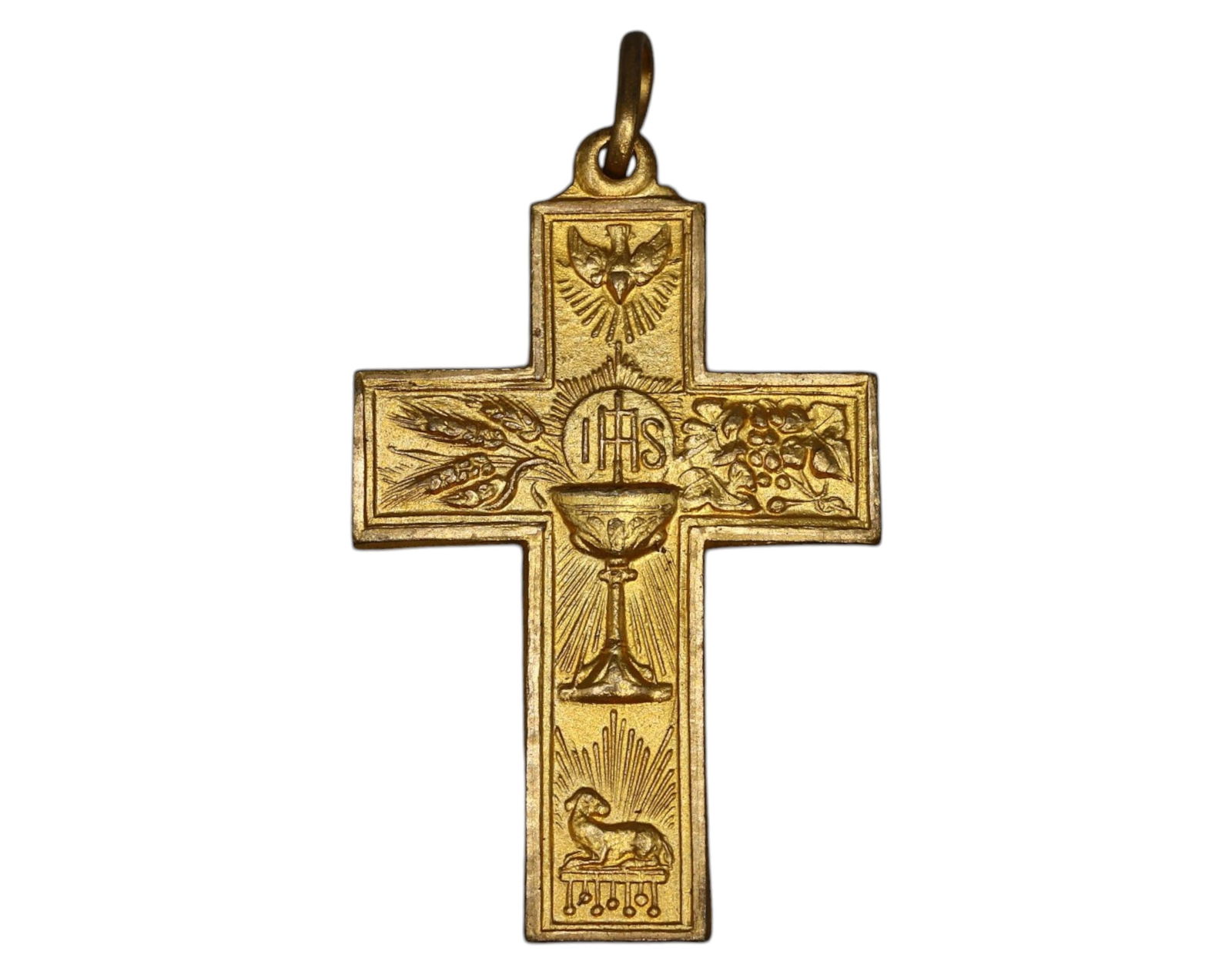 FRANCE: Eucharistic Cross Pendant - Chalice & IHS Symbol, Early 20th Century (1 of 3)