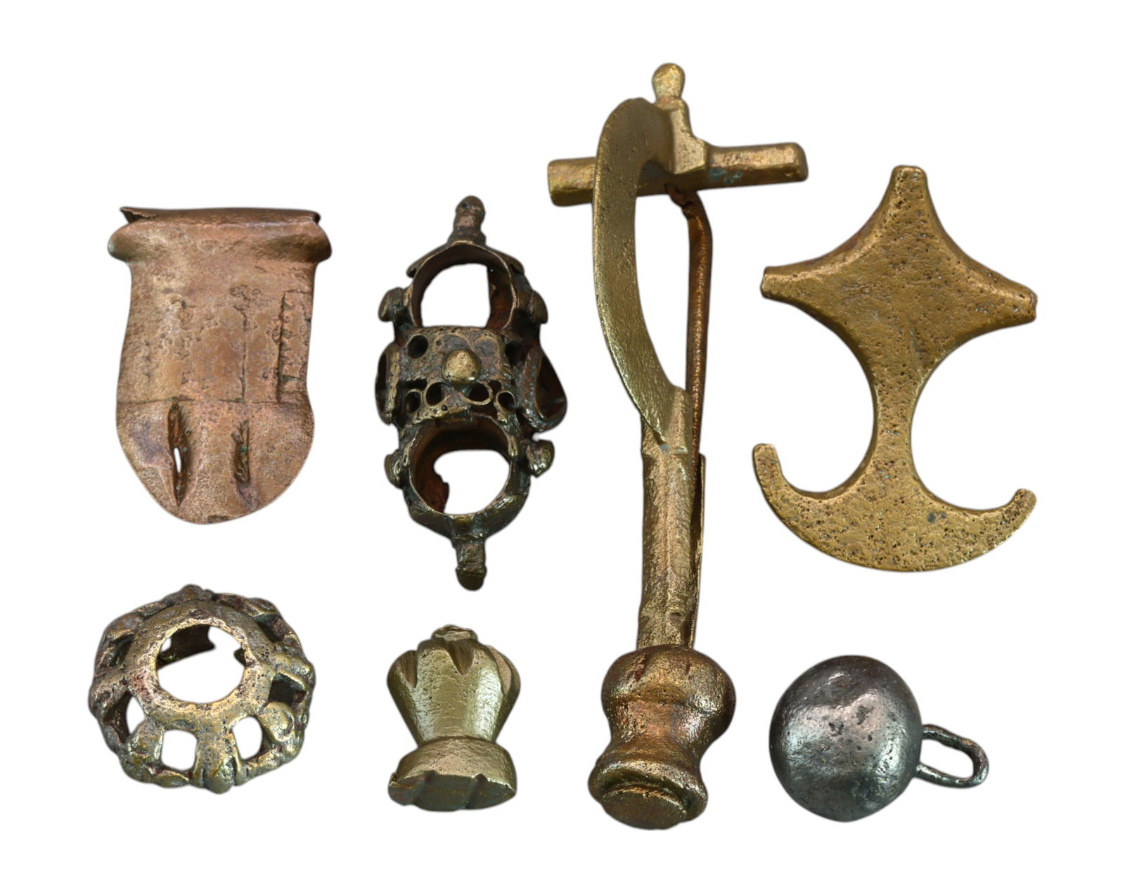 ANCIENT ROME: Collection of 8 Bronze & Iron Artifacts - Fibula, Mounts & Bells (59g, 1.3-5.5cm) (1 of 1)