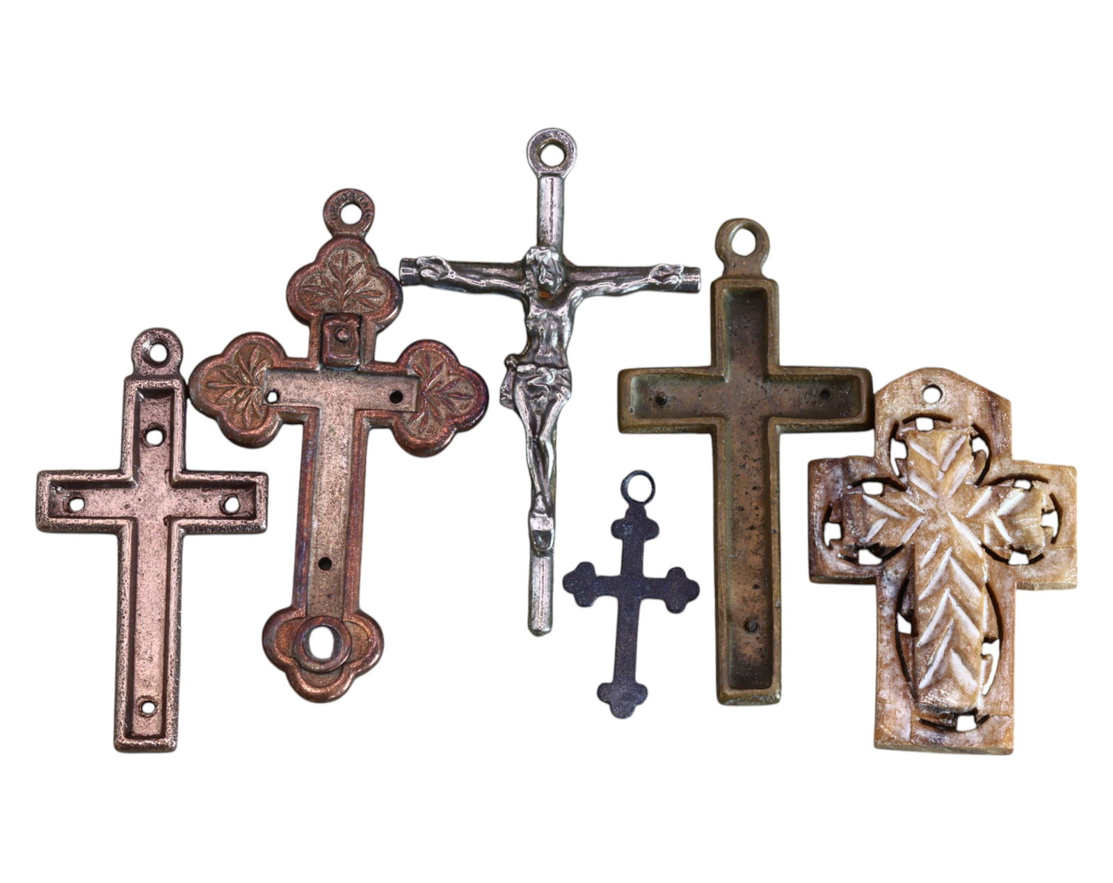 ITALY & EUROPE: Antique Crucifix & Cross Set - Rome Pilgrimage Relics (6 Pieces) (1 of 3)