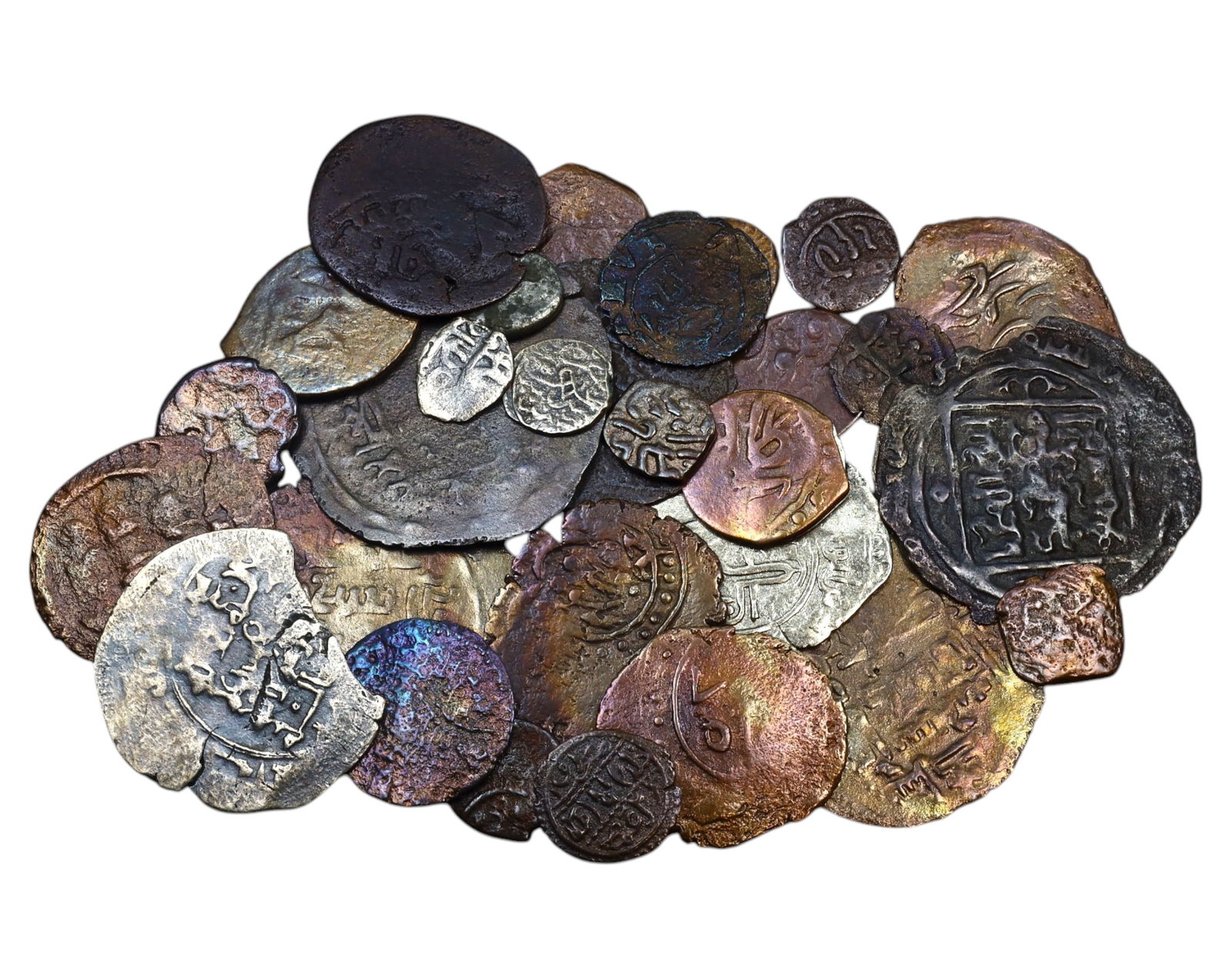 ISLAMIC WORLD: Mixed Lot of 30 Coins with Arabic Inscriptions - 52g, Various Periods (1-3cm) (1 of 1)