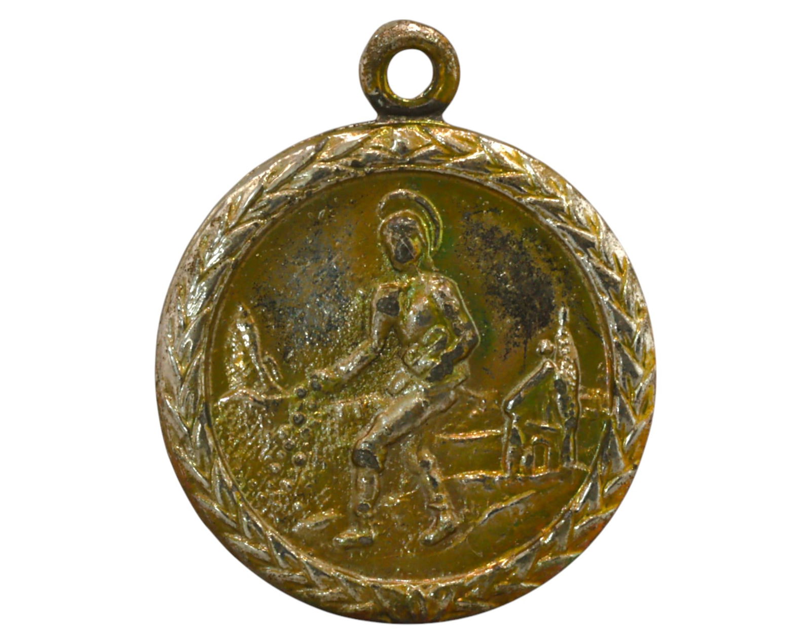 SPAIN: Saint Isidore the Farmer Devotional Medal - Bronze, 19th Century (1 of 3)