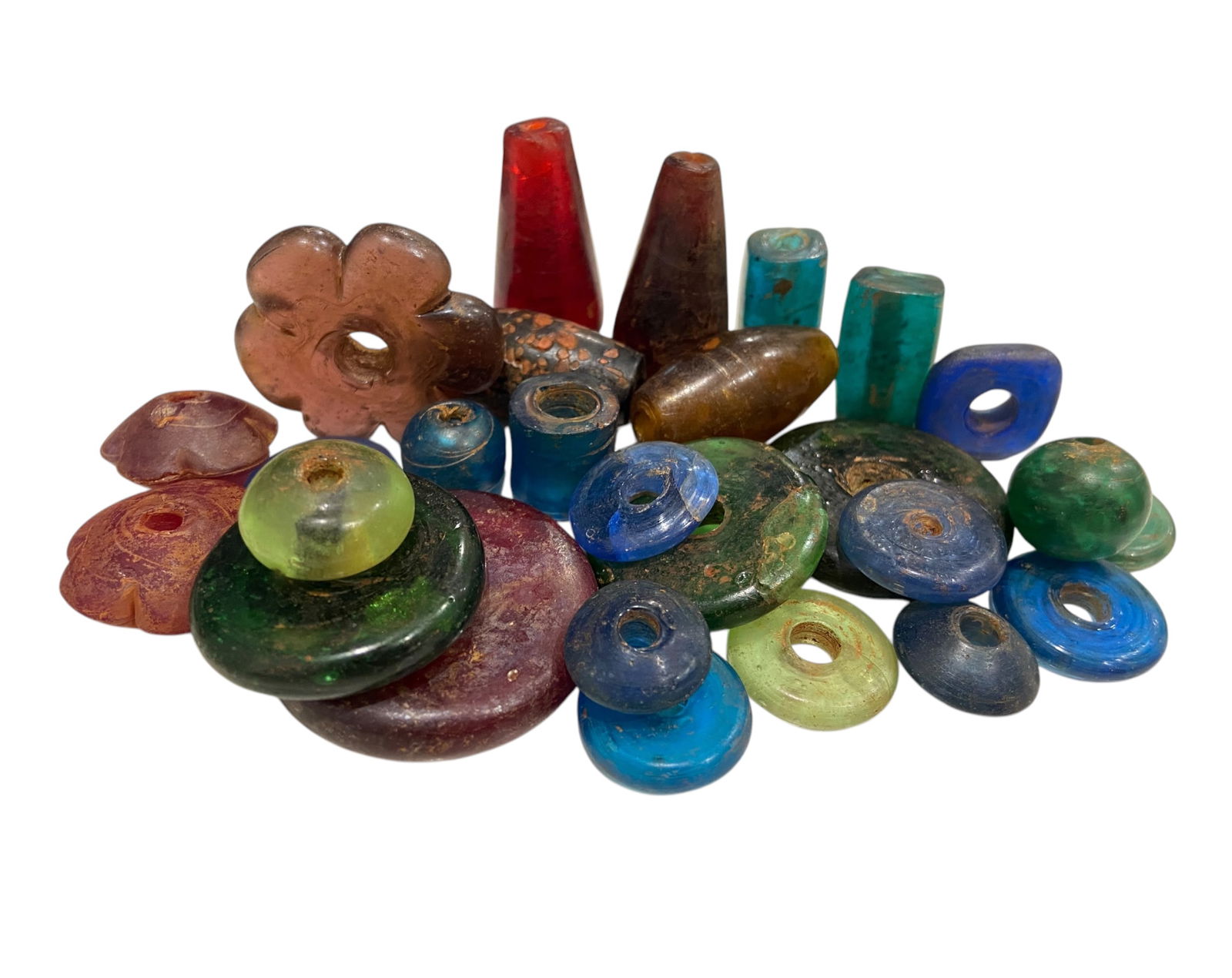 ANTIQUE TRADE BEADS: Collection of 27 Glass Beads - Multi-Colored, 1.5-4cm, 210g (1 of 6)