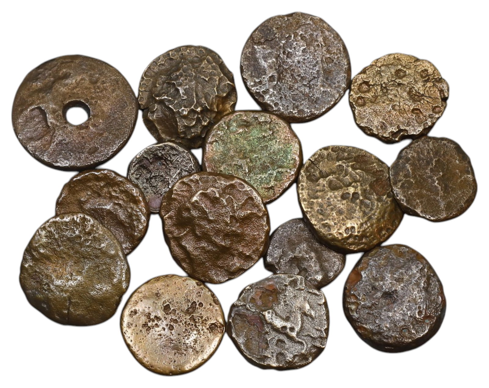 ANCIENT GREECE: Lot of 15 Mixed Bronze and Electrum Coins, 54g, 1-2cm (1 of 1)