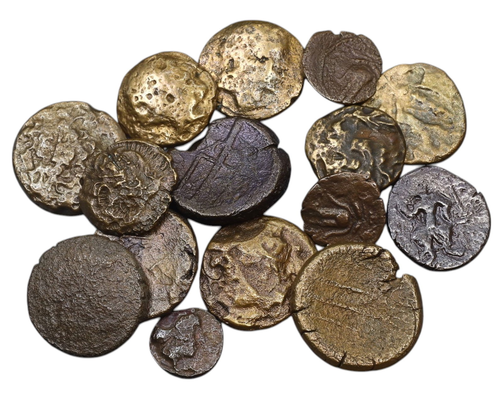 ANCIENT GREECE: Lot of 15 Mixed Bronze and Electrum Coins, 77g, 1-2cm (1 of 1)