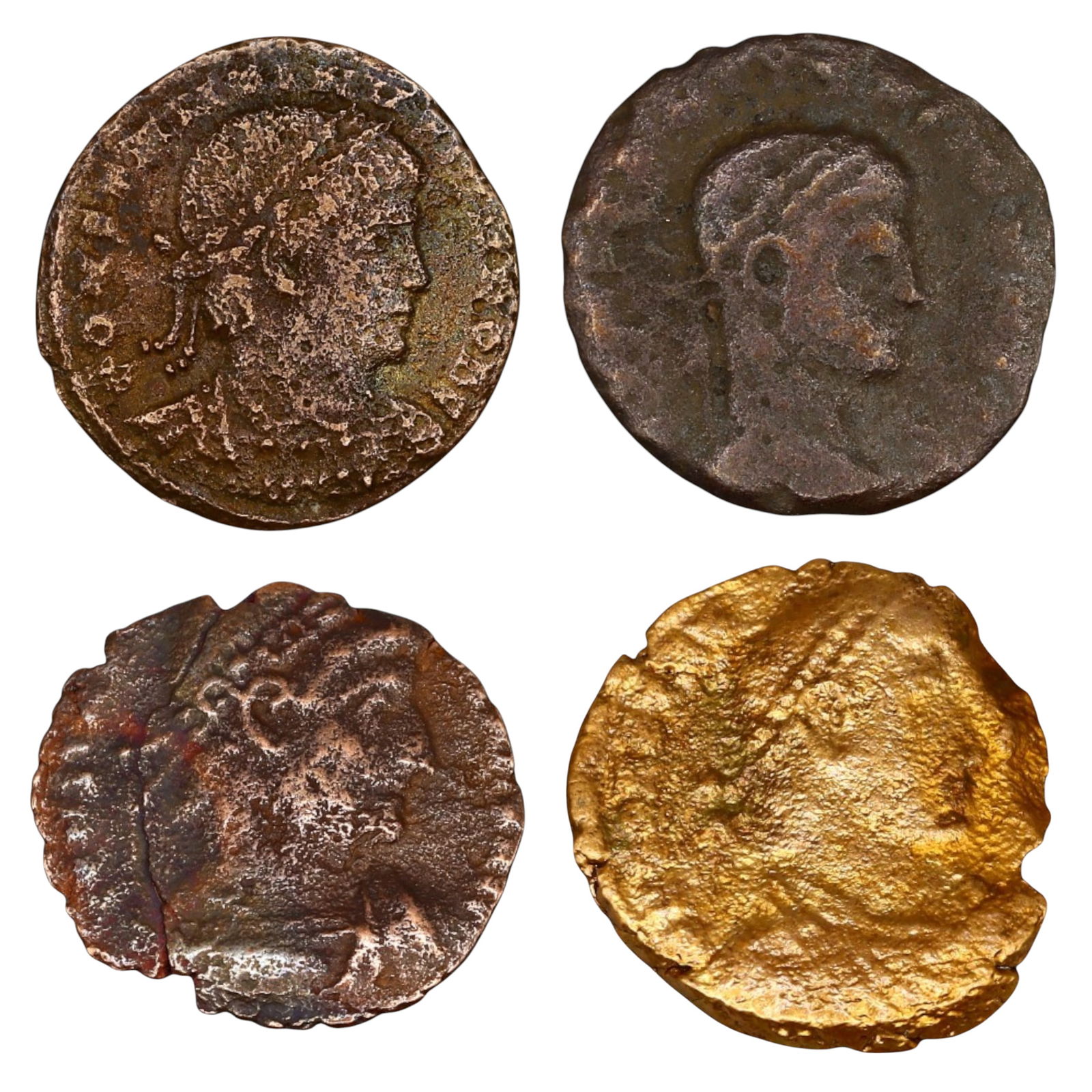 ROMAN EMPIRE: Lot of 4 Late Roman Bronze AE Coins 15-18mm, c. 3rd-5th Century AD (1 of 2)