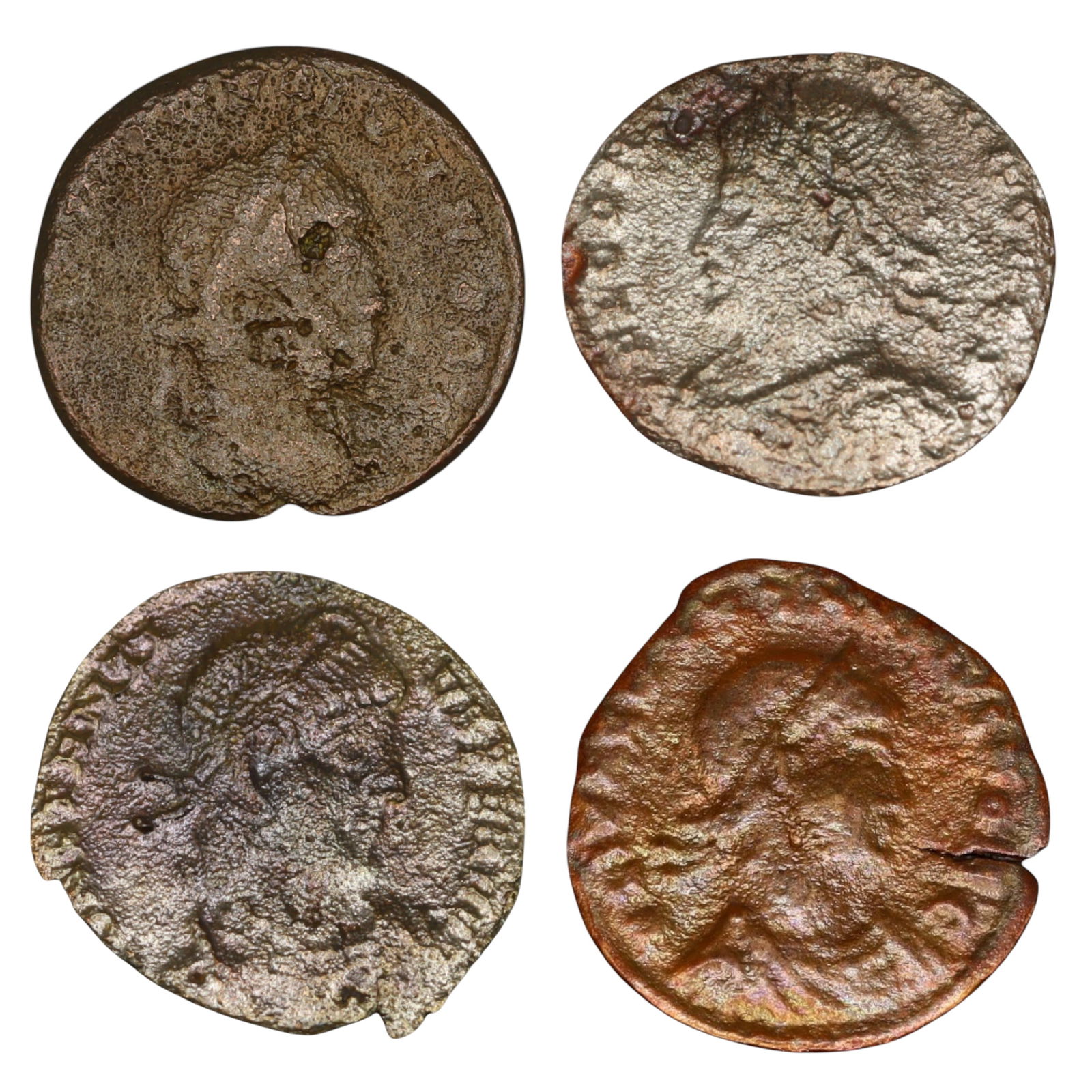 ROMAN EMPIRE: Lot of 4 Late Roman Bronze AE Coins 14-17mm, c. 3rd-5th Century AD (1 of 2)
