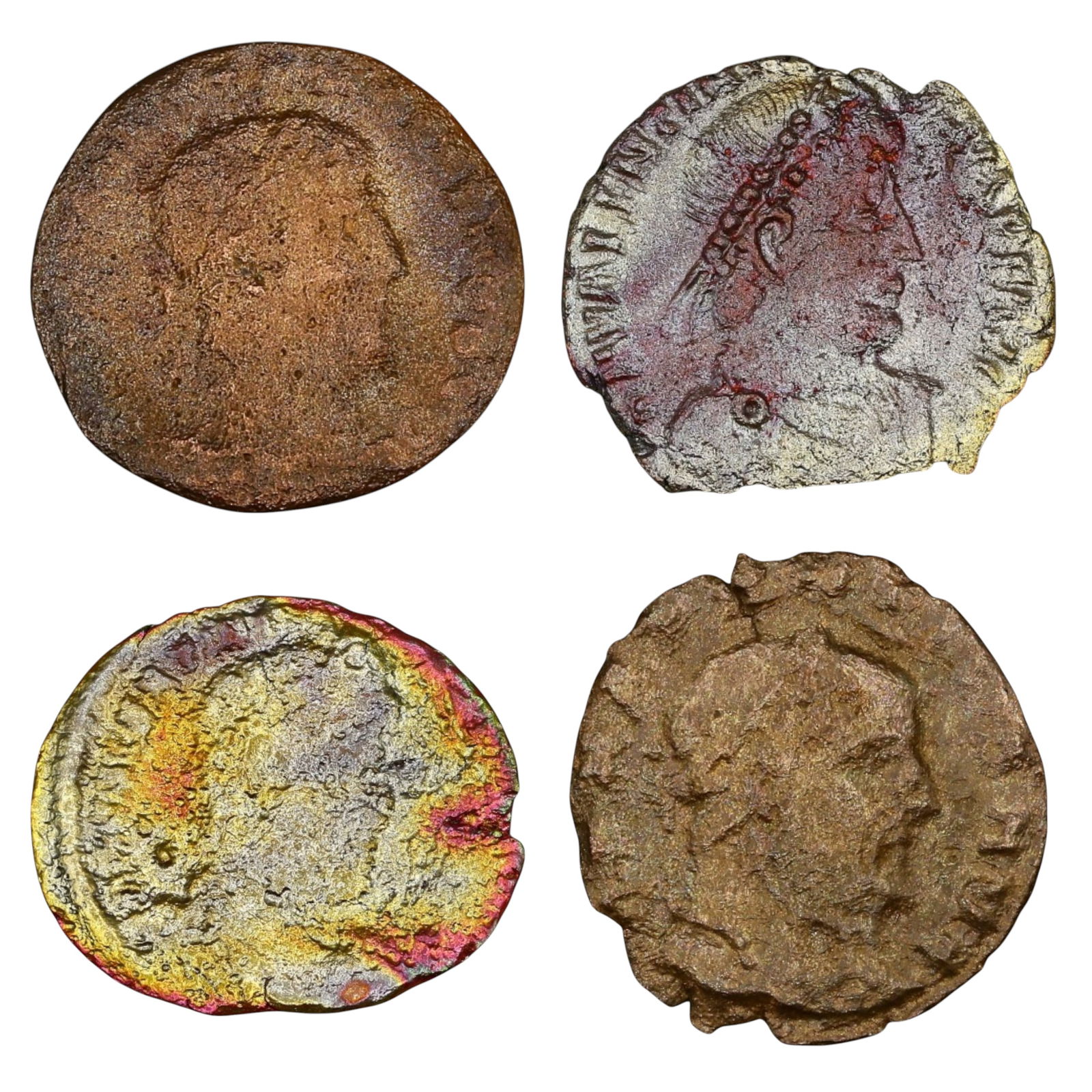 ROMAN EMPIRE: Lot of 4 Late Roman Bronze AE Coins 15-18mm, c. 3rd-5th Century AD (1 of 2)