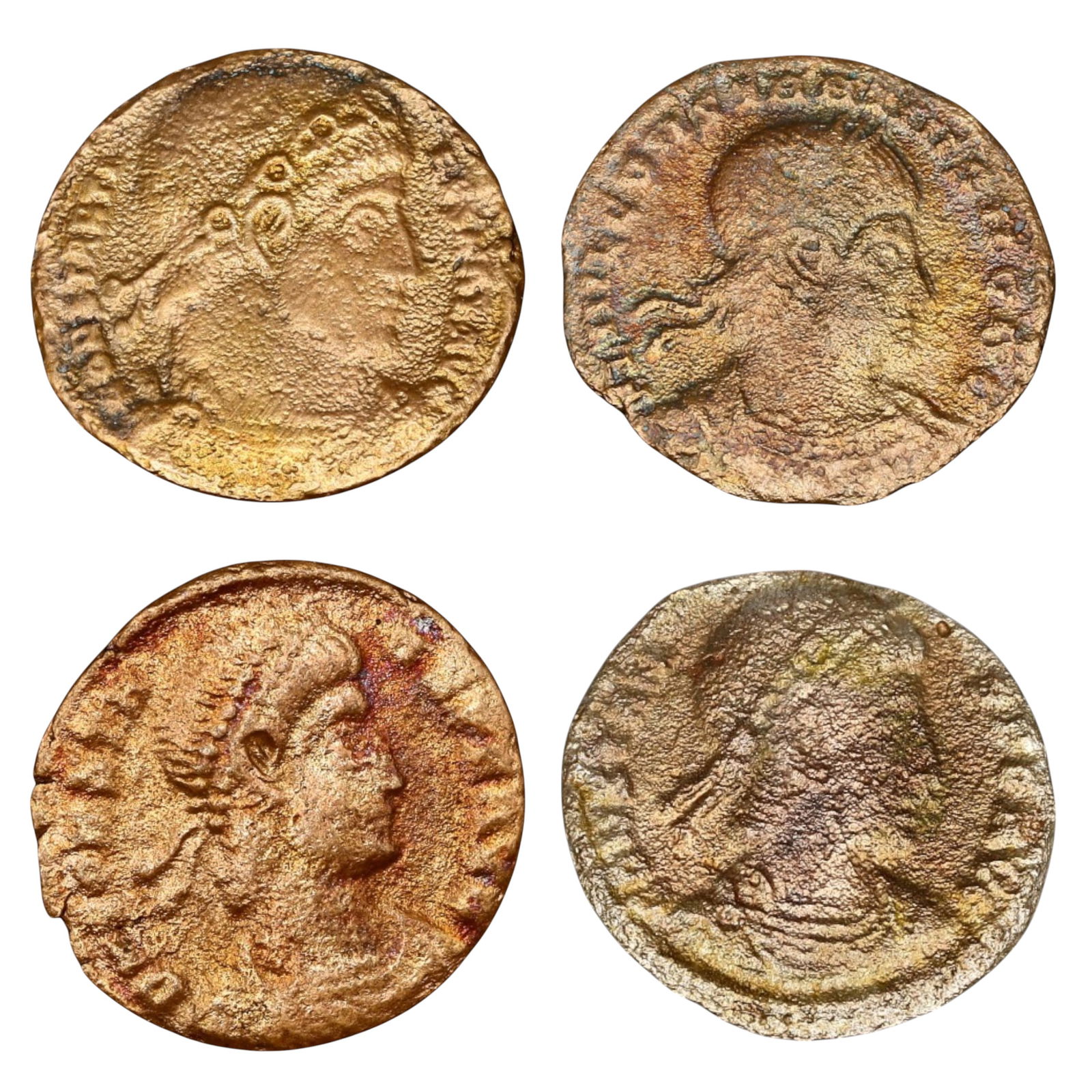 ROMAN EMPIRE: Lot of 4 Late Roman Bronze AE Coins 16-17mm, c. 3rd-5th Century AD (1 of 2)